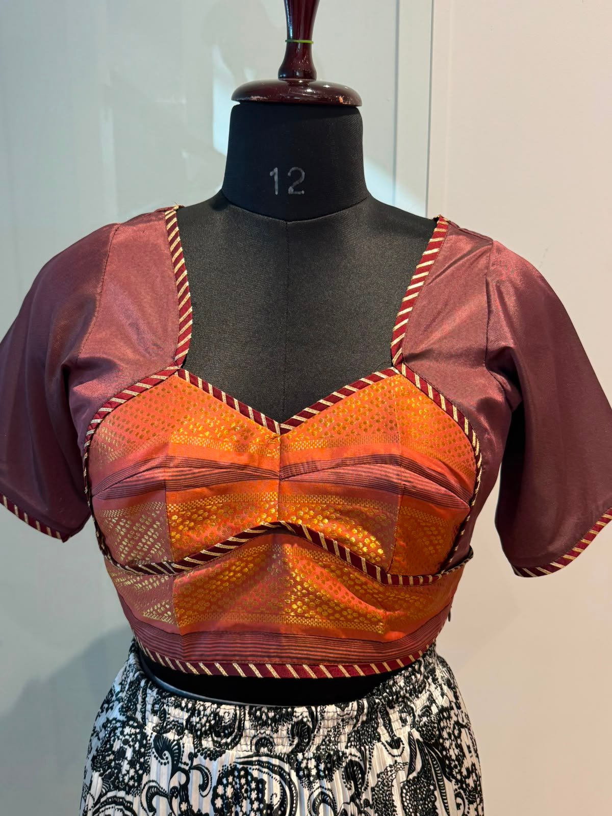 Premium Hand Stitched Marron Blouse