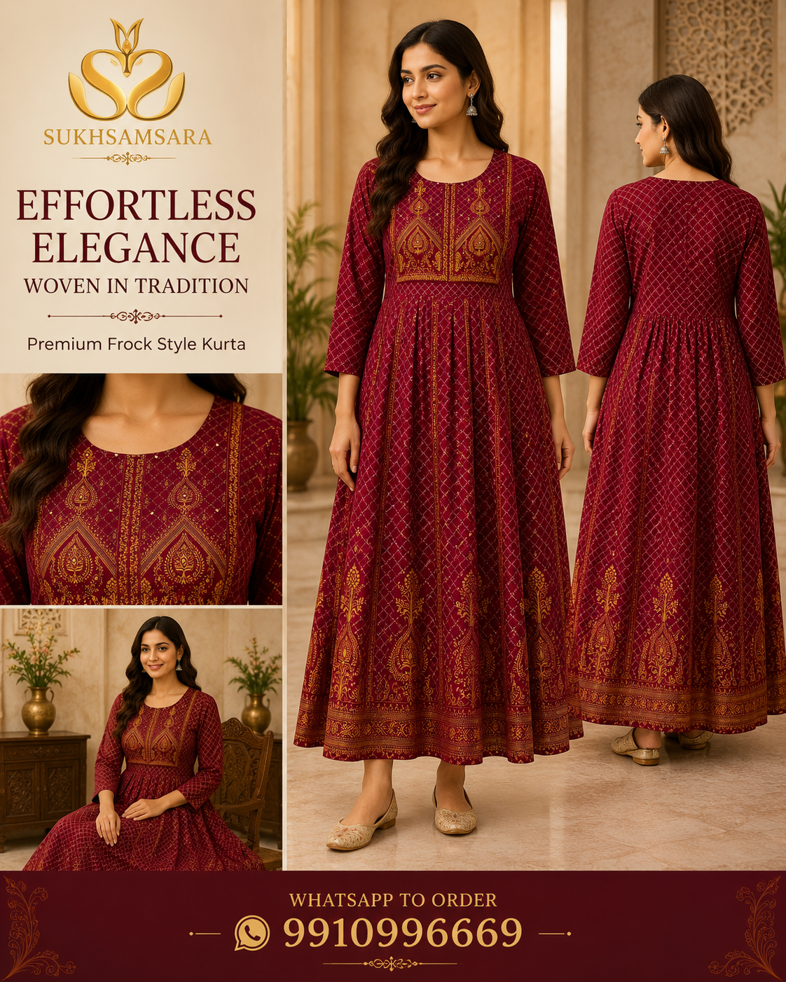 Premium Red Colored Frock Style Kurta