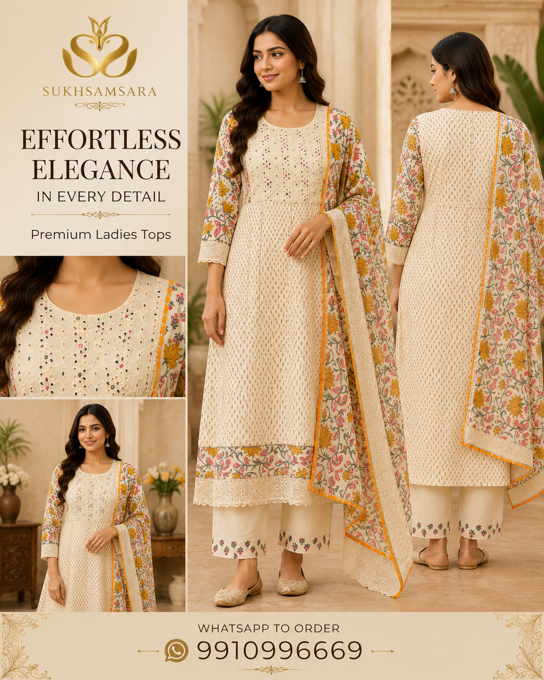 Premium Beige Colored Frock Style Kurta