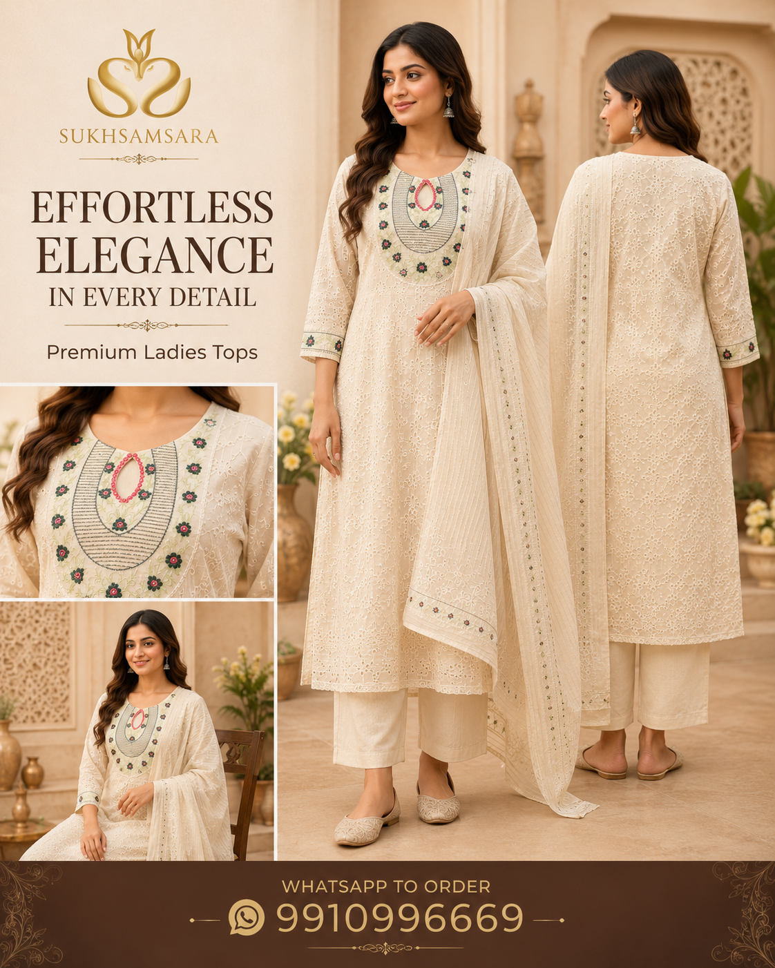 Premium Off White Colored Frock Style Kurta
