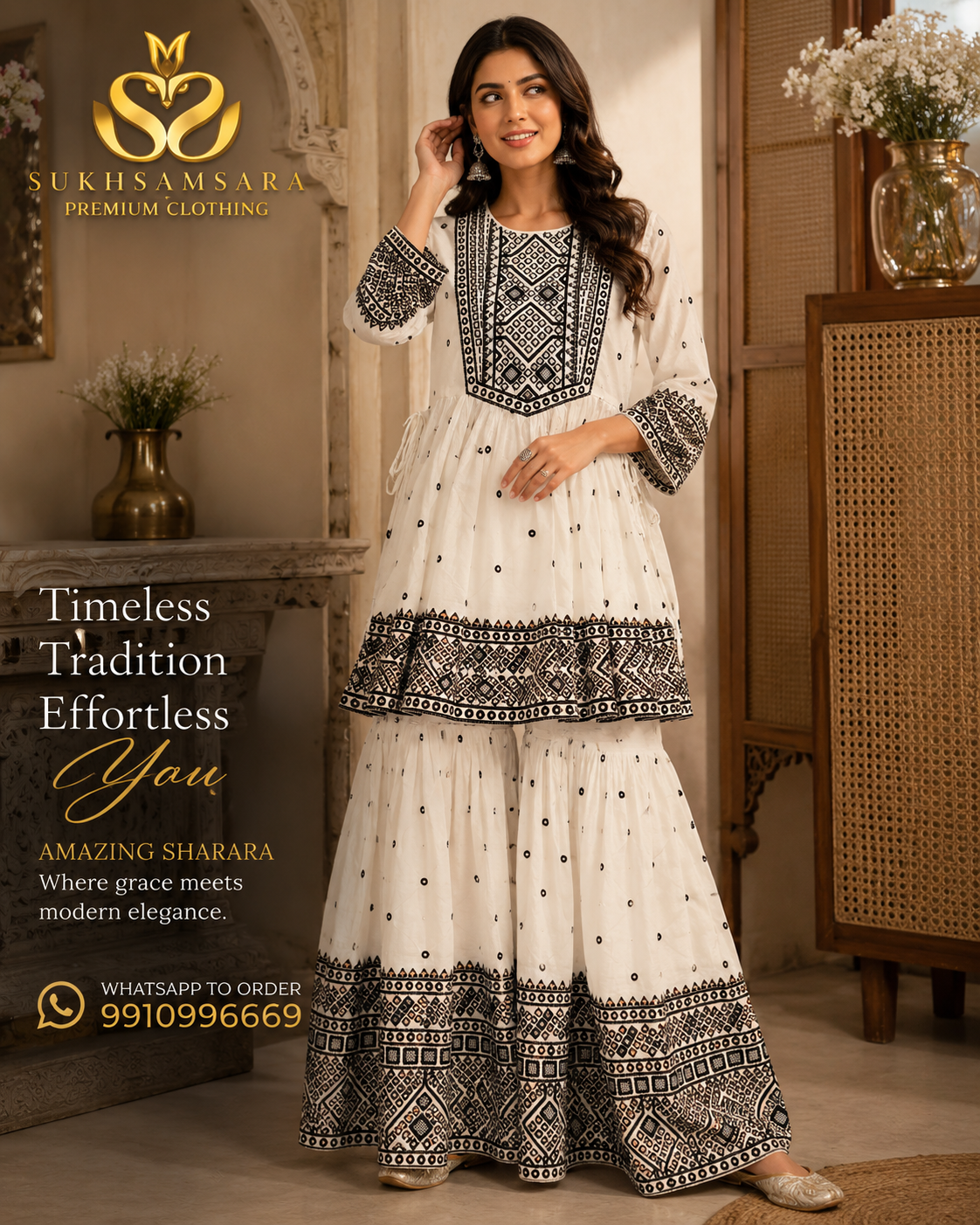Latest Ethnic Black And White Sharara