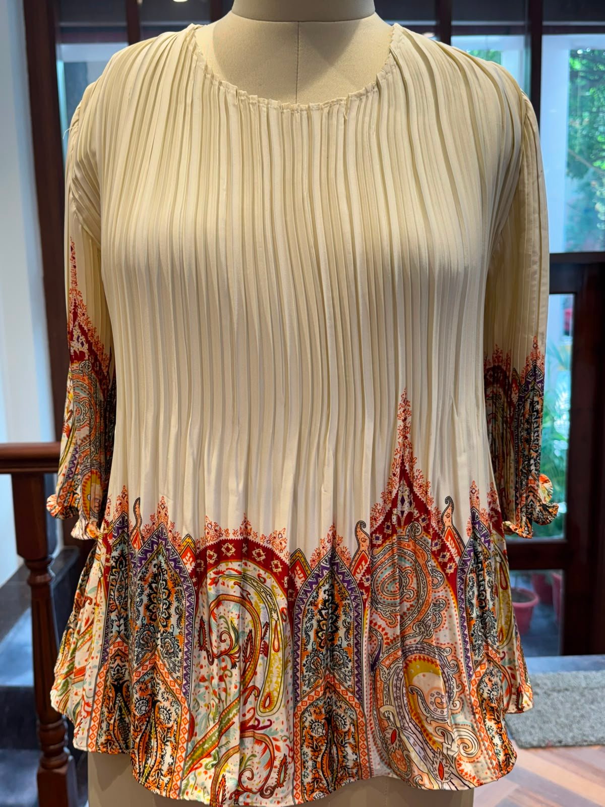Off White Bottom Printed Latest Top