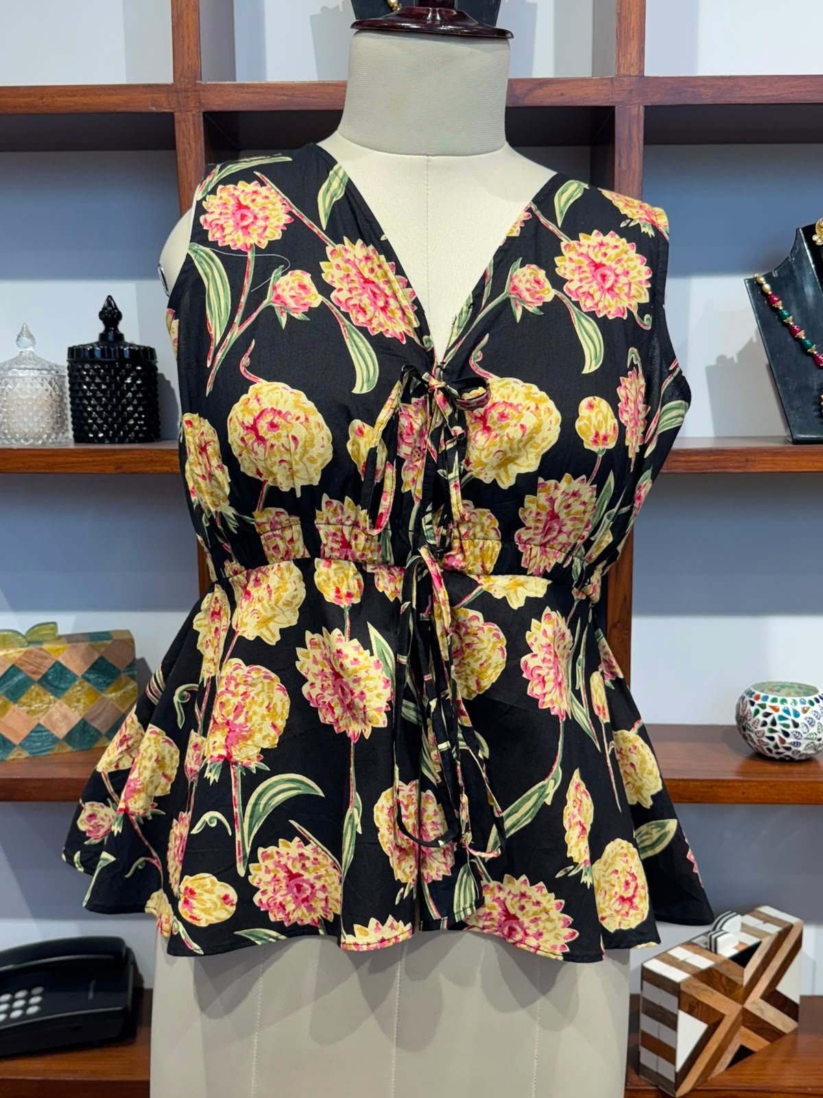 cut sleeve top ajrakh print fabric cotton