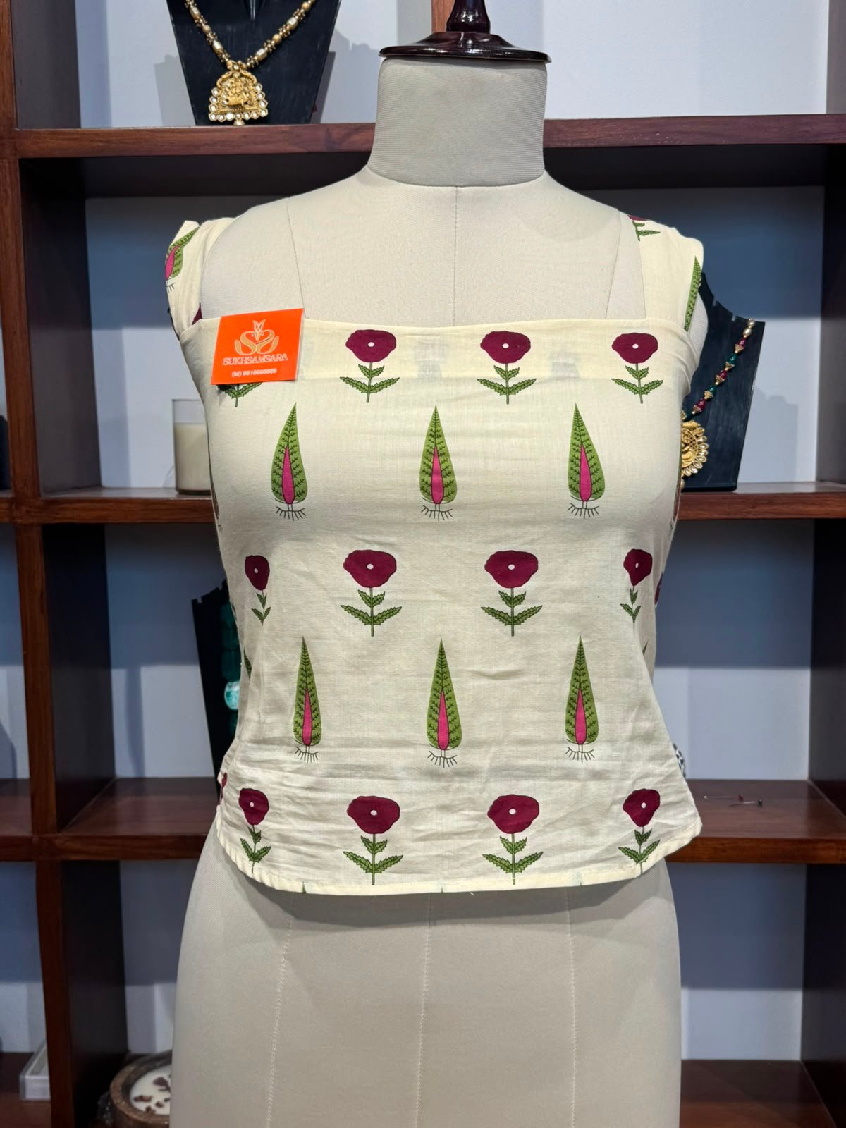 cut sleeve short top ajrakh print fabric  cotton