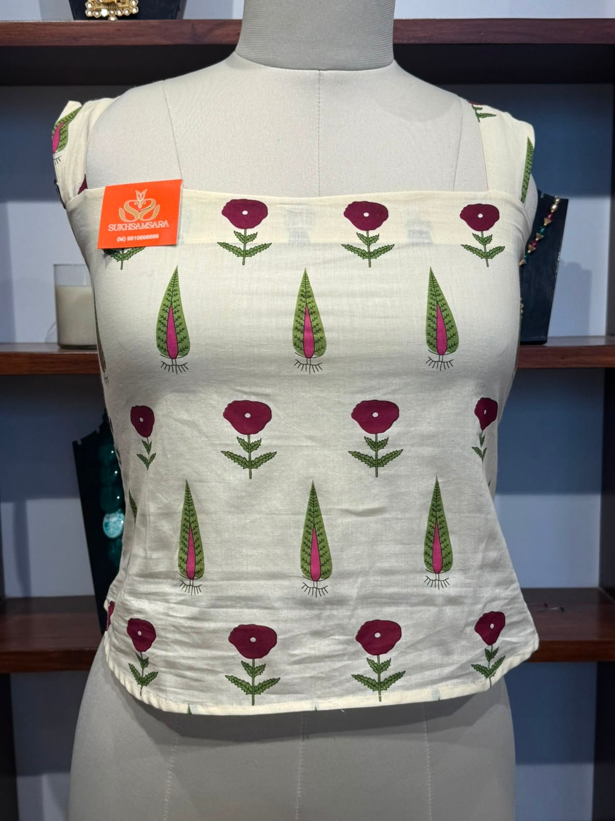 cut sleeve short top ajrakh print fabric  cotton