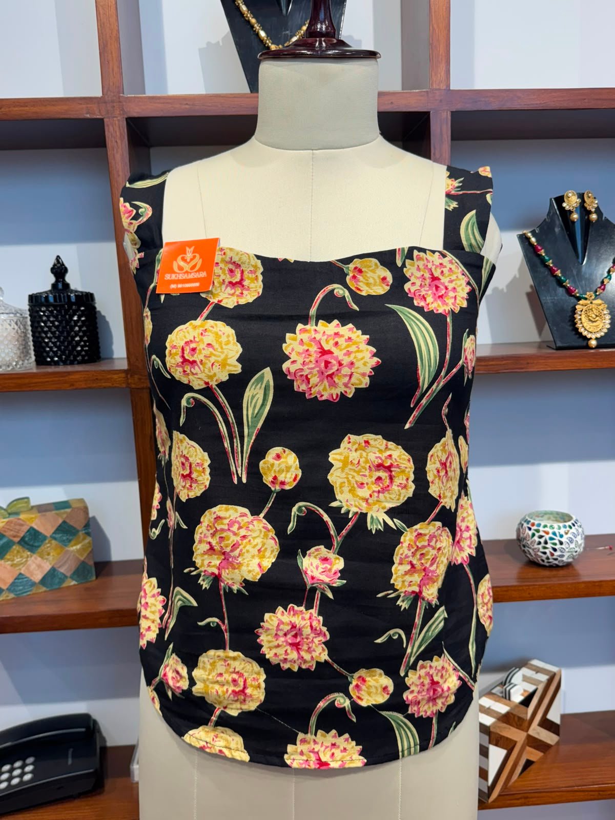 cut sleev short  top ajrakh print fabric cotton
