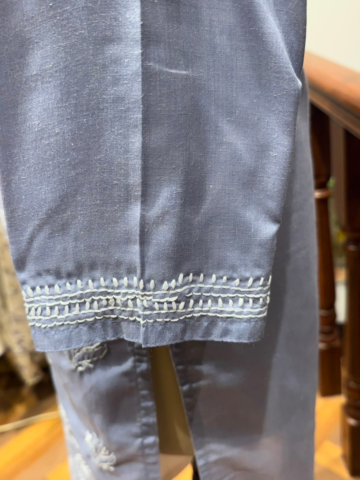 cotton long  kurti chikankari  work