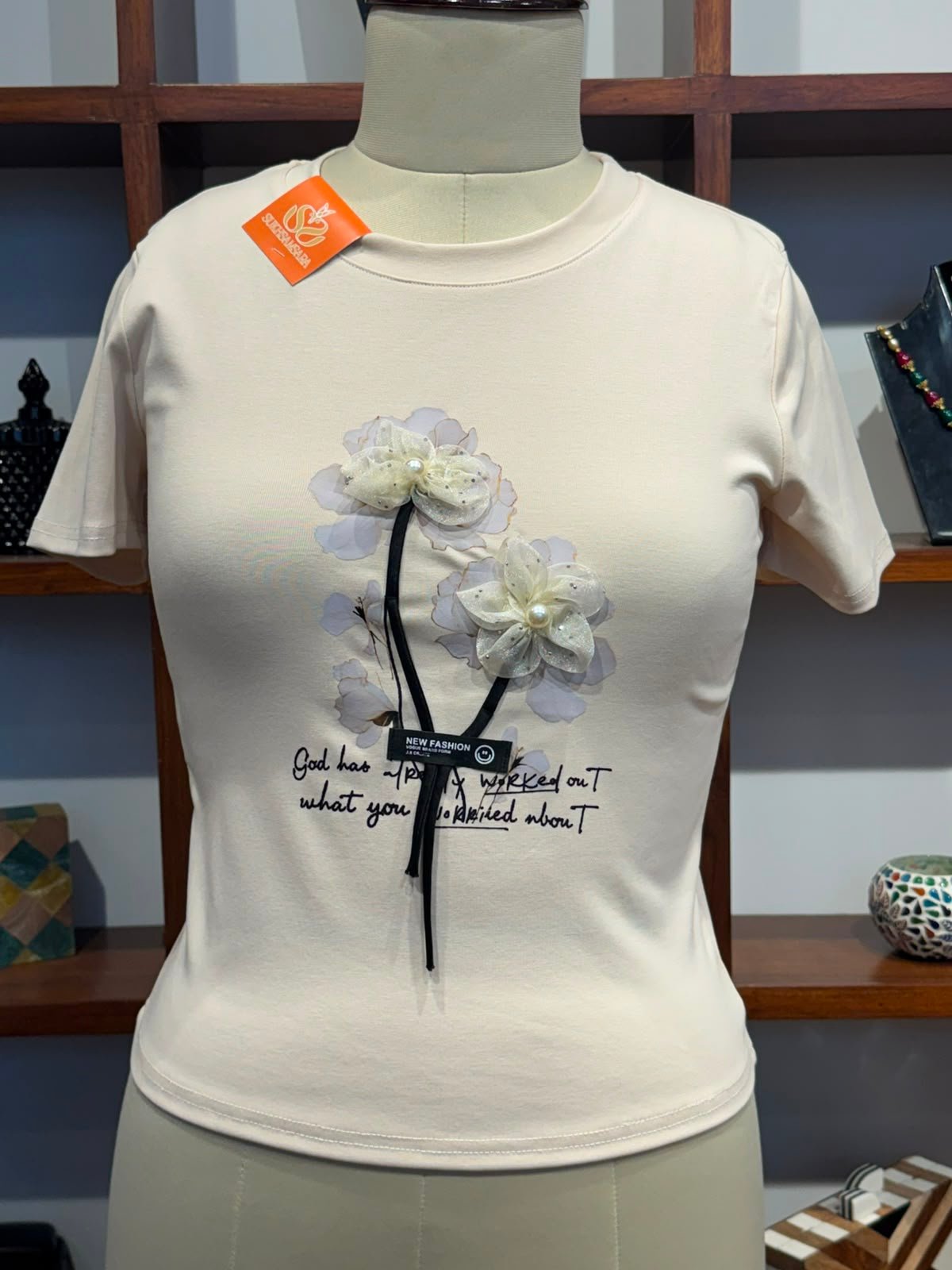 Cotton Lycra T-Shirt cream