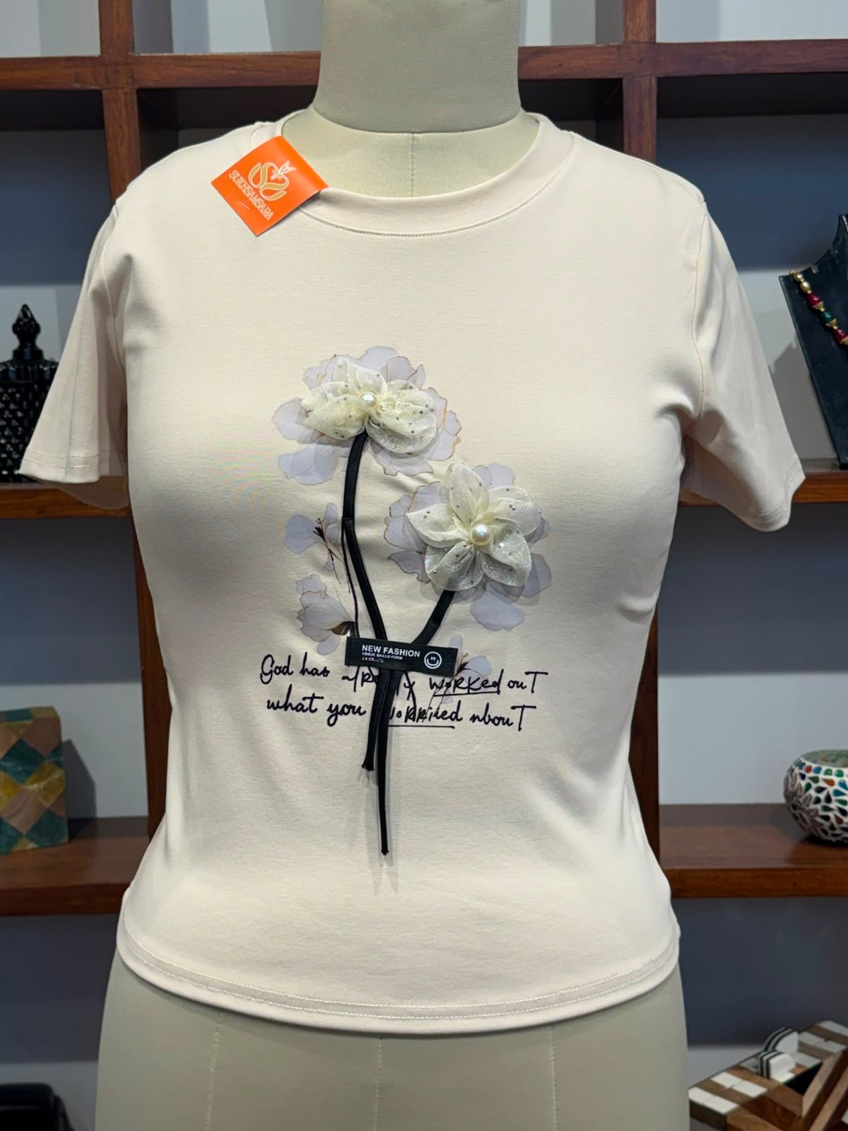 Cotton Lycra T-Shirt cream