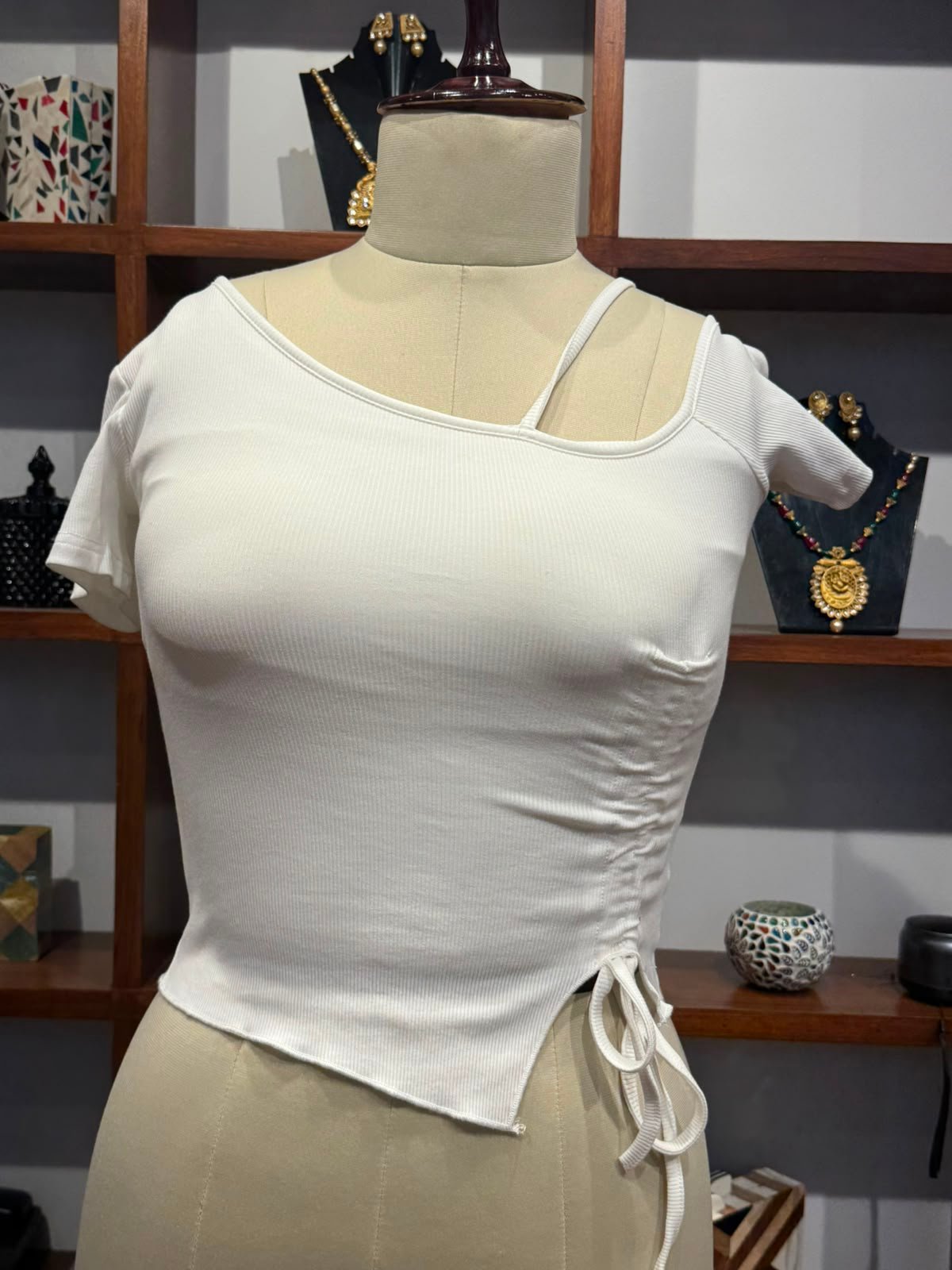 lycra cotton crop top white
