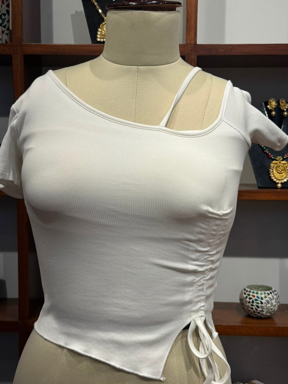 lycra cotton crop top white