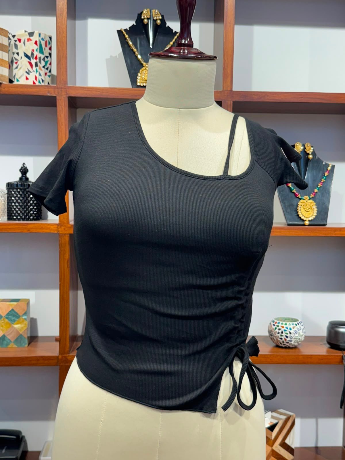 Cotton Lycra crop top black 2