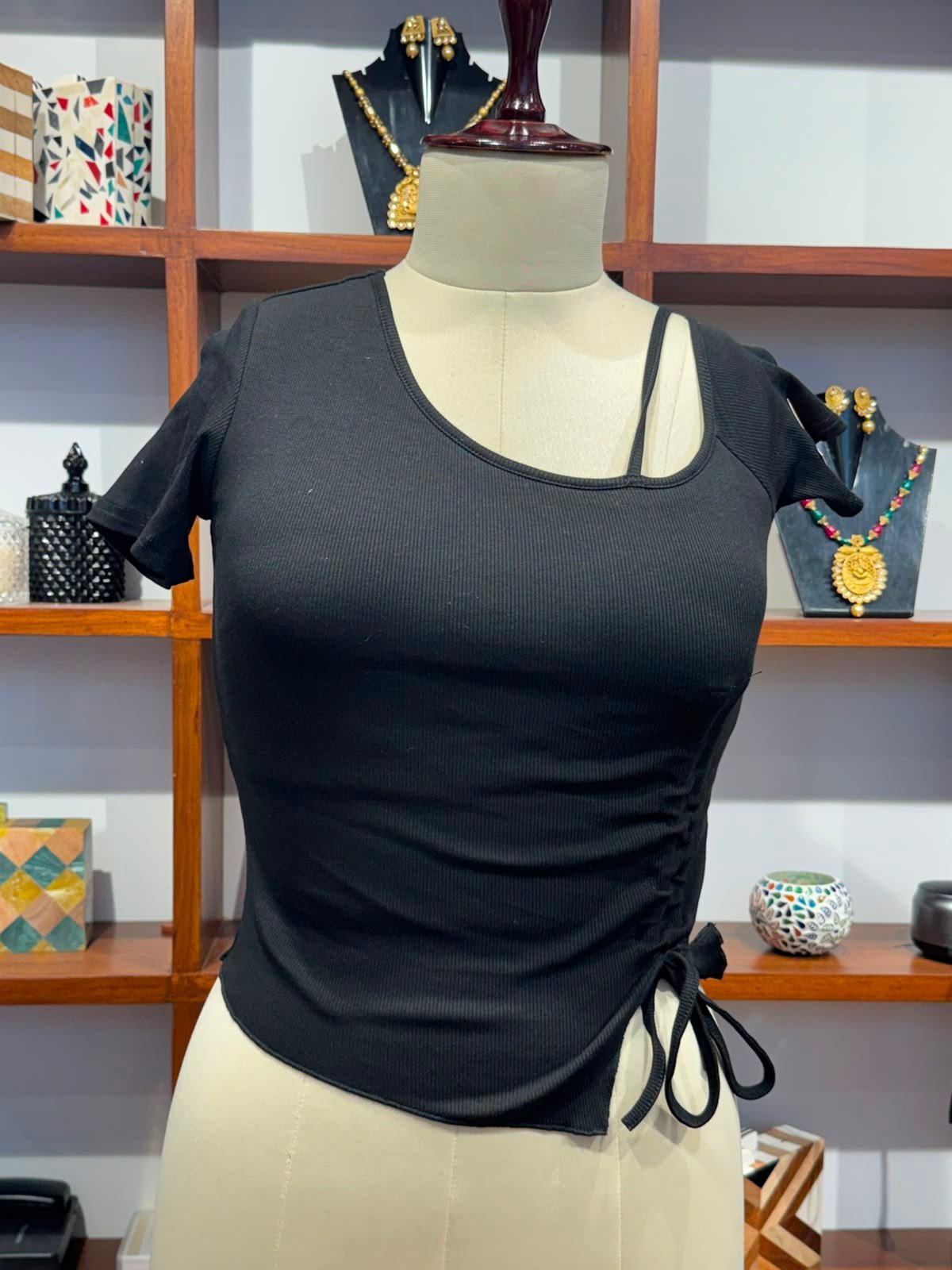 Cotton Lycra crop top black 2