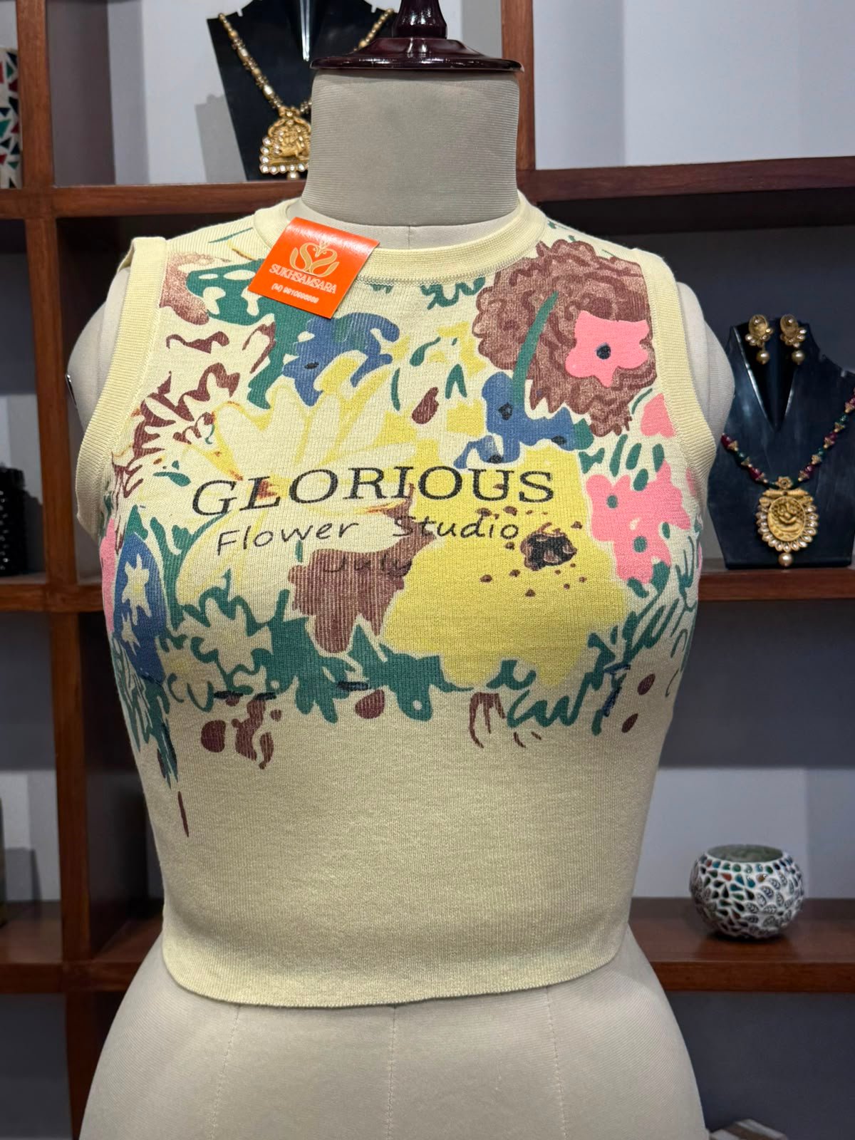 Cotton Lycra crop top cream