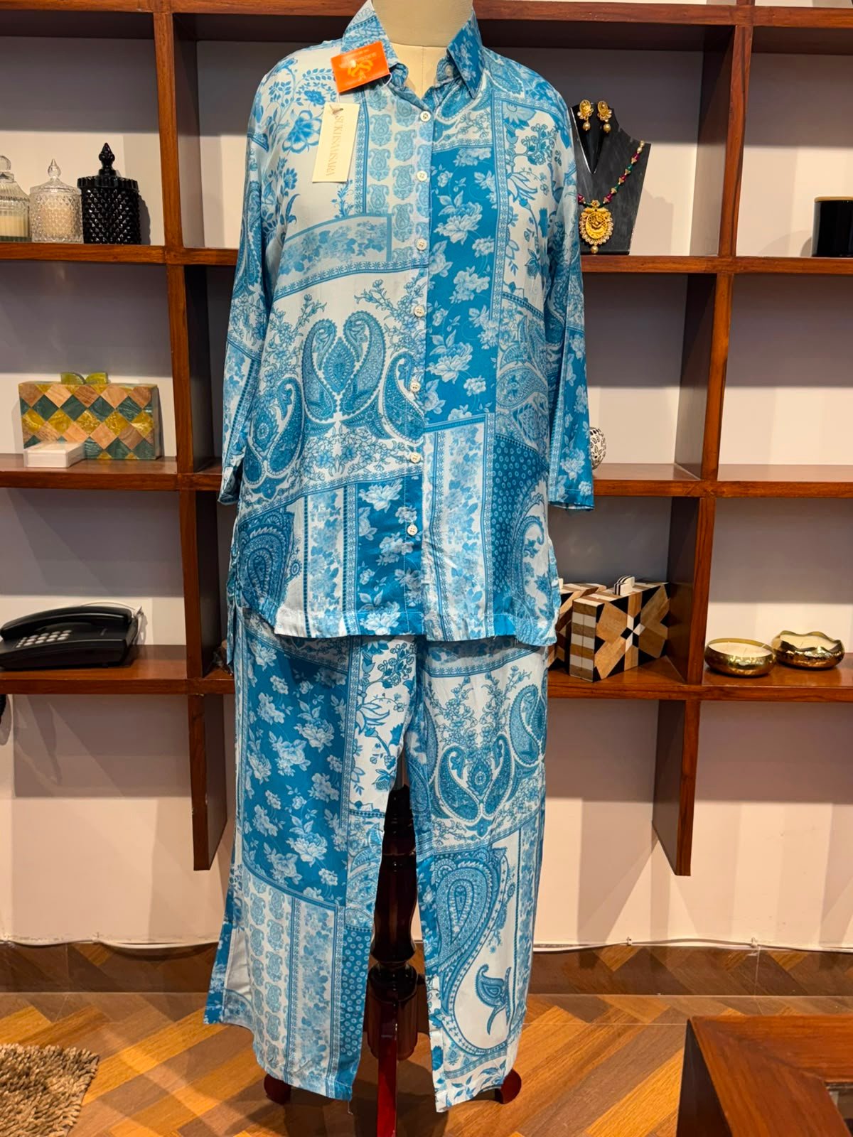 coord set fabric muslin  blue