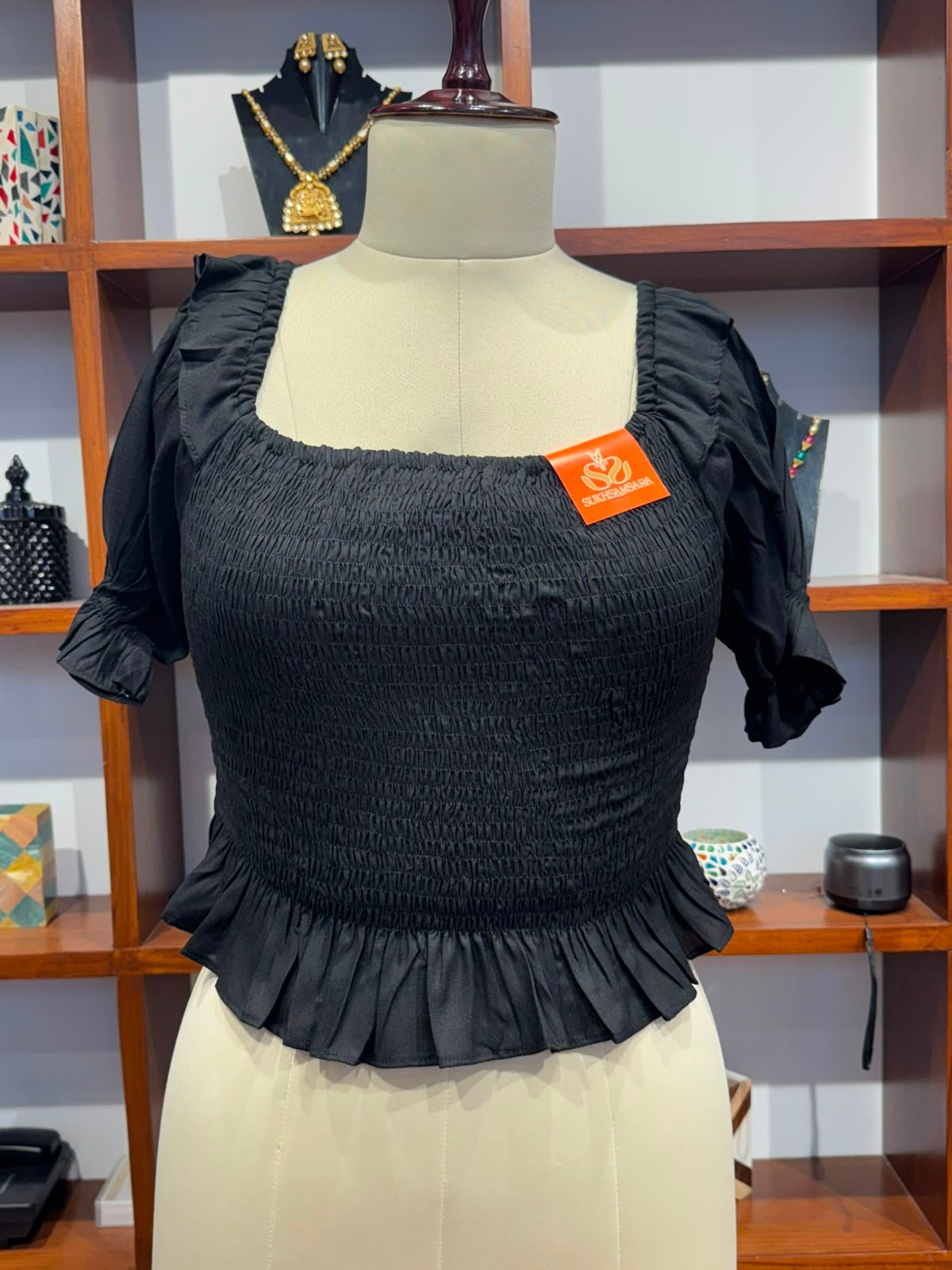 lycra cotton crop top black