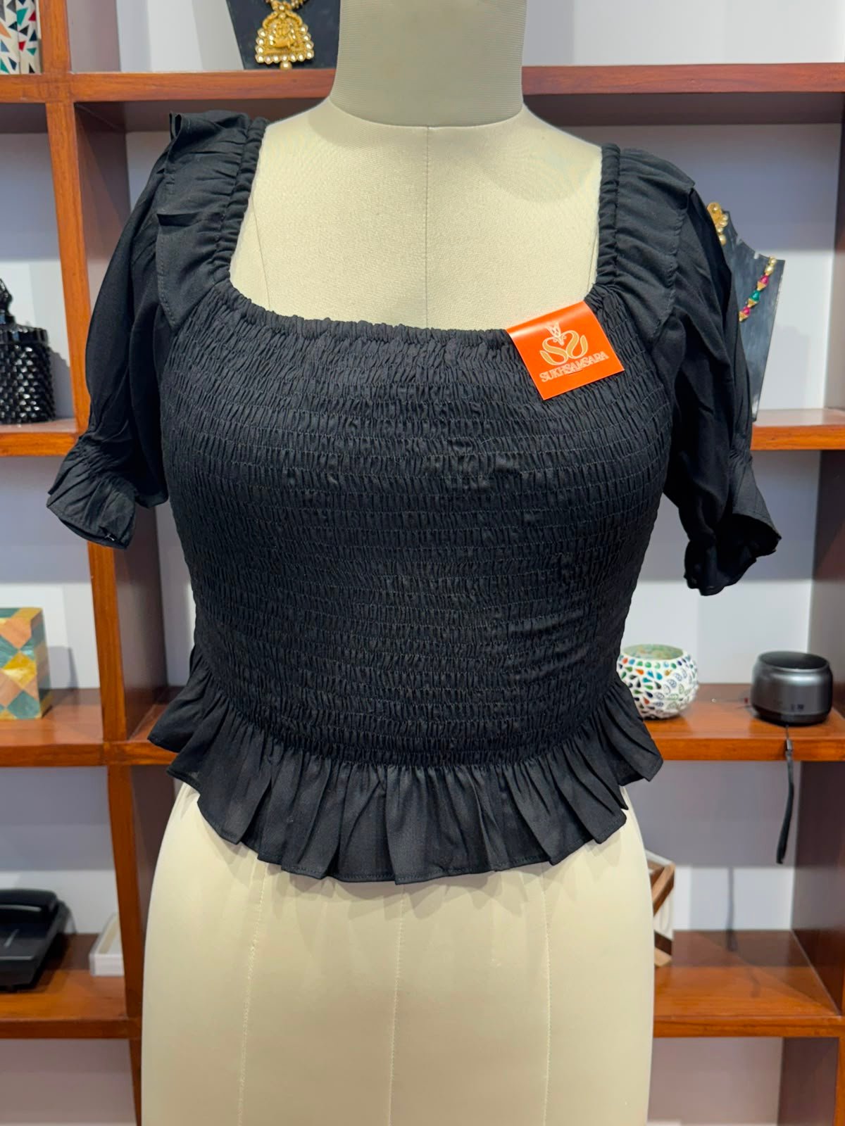 lycra cotton crop top black