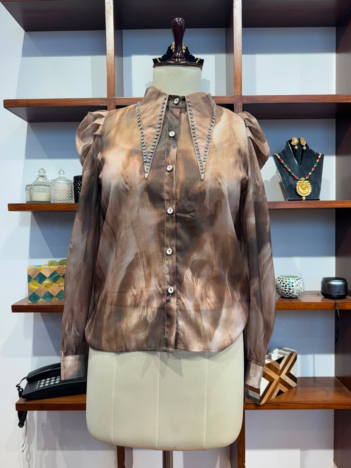 organza tissue shirt brown