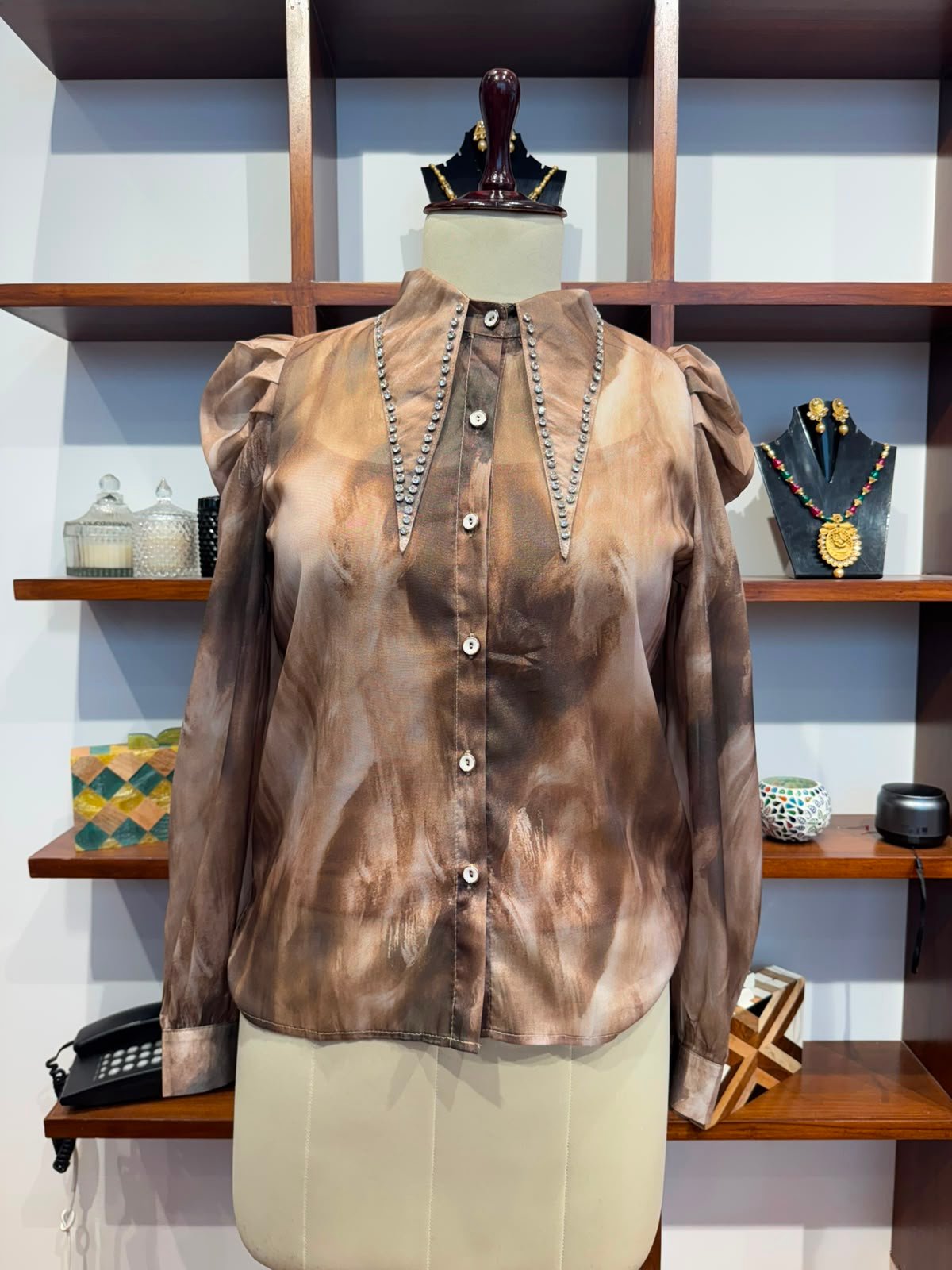 organza tissue shirt brown