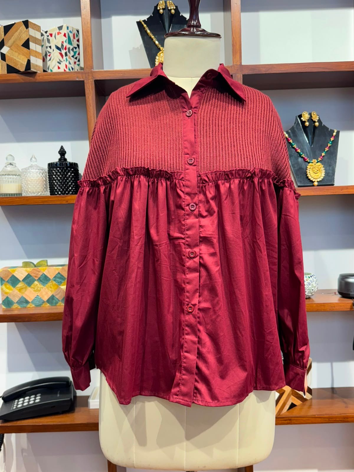 fabric cotton wine color shirt