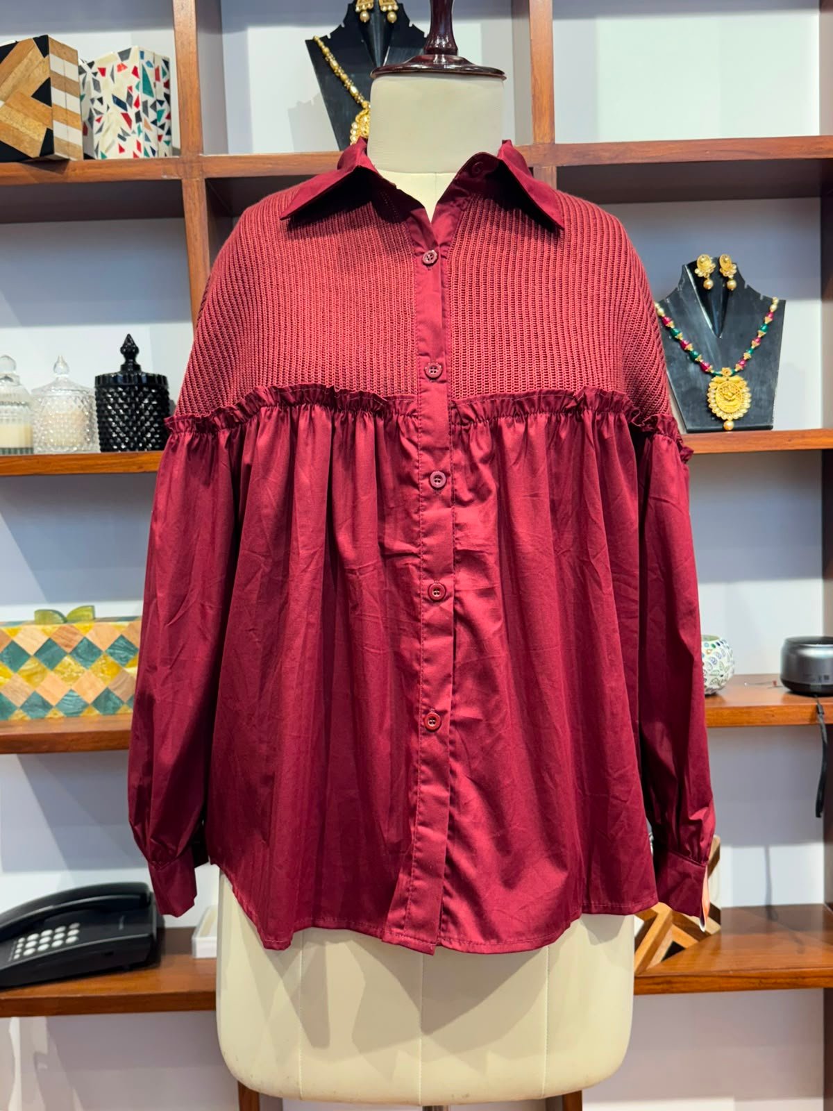 fabric cotton wine color shirt