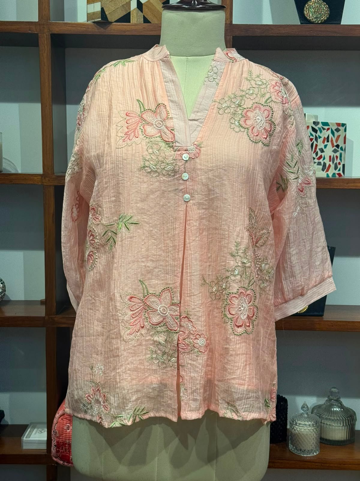 fabric georgette  embroidery top colour pink (Copy)