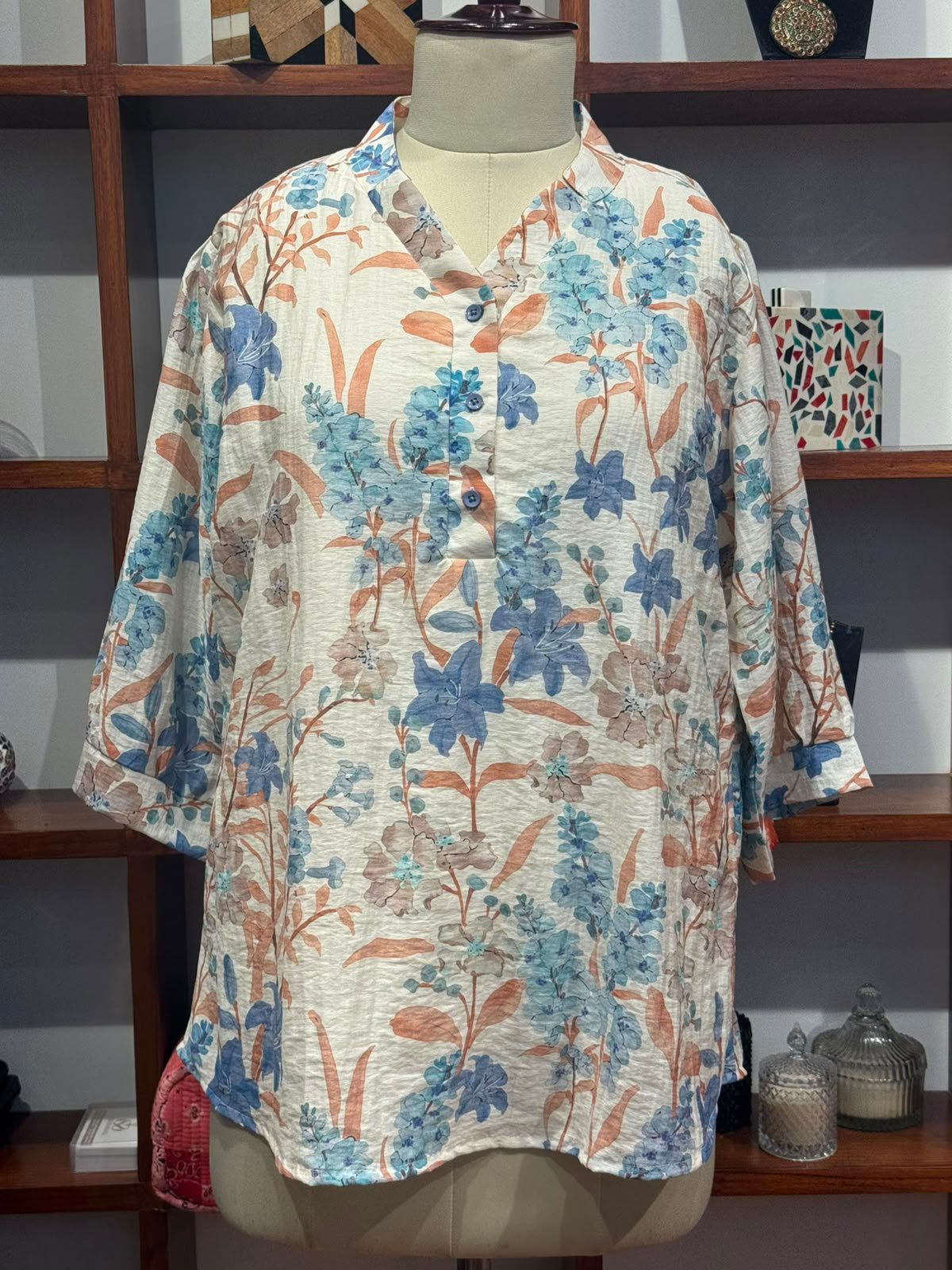 cotton viscose top colour blue
