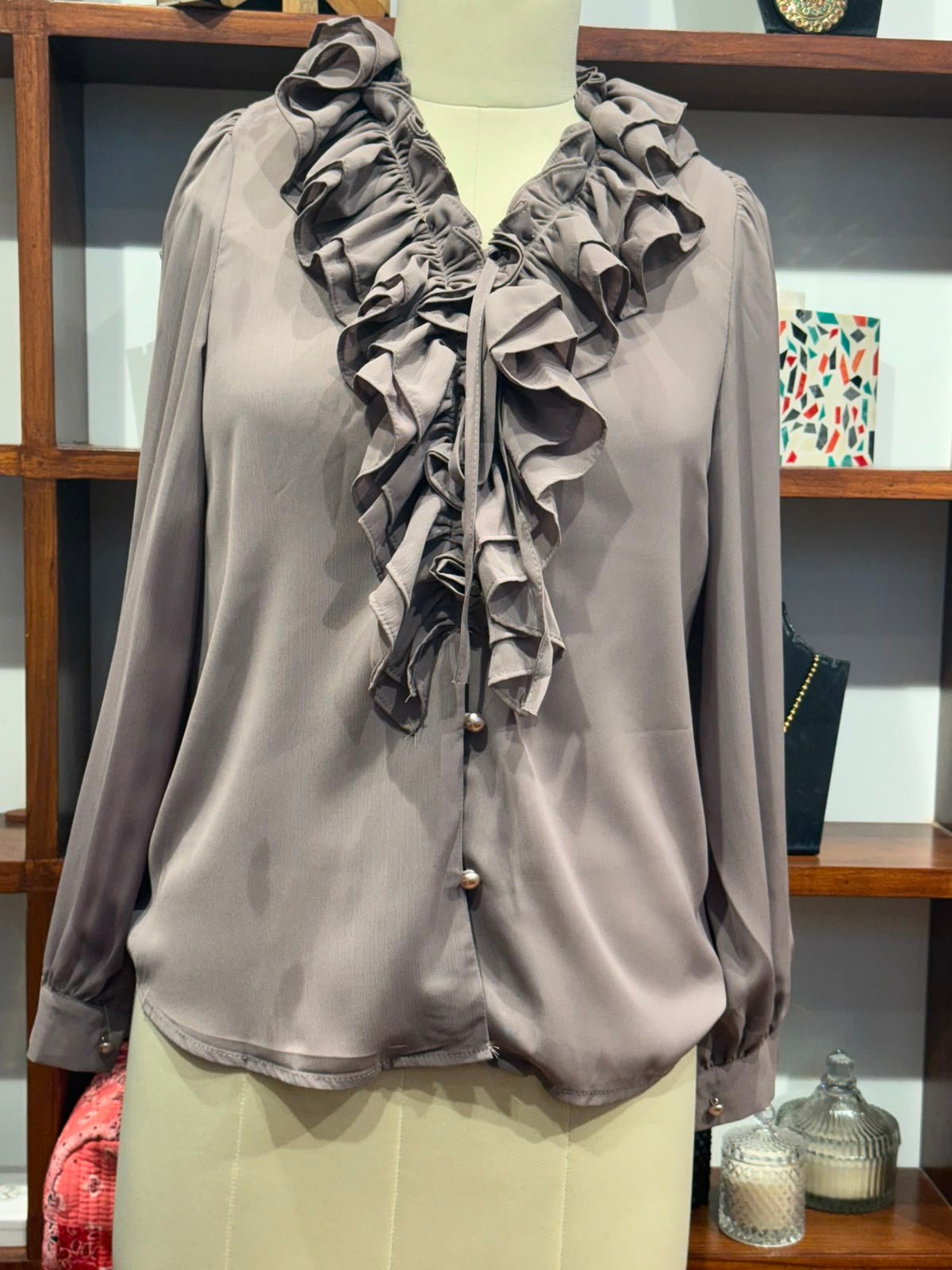 georgette fabric top brown