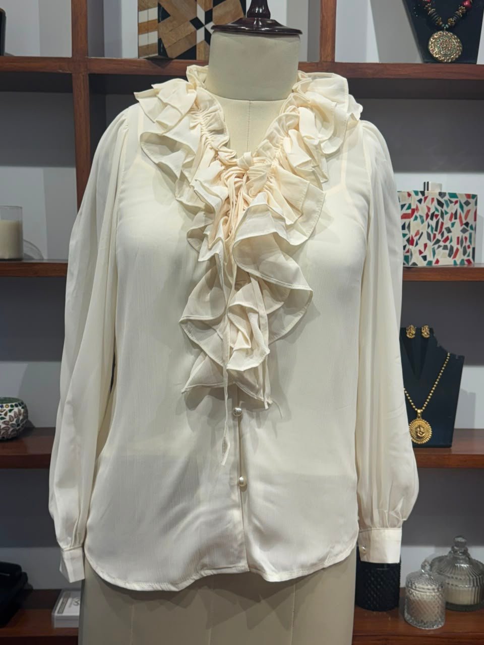 georgette fabric top  cream