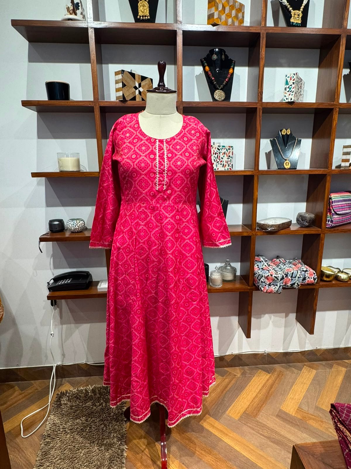 frock style long kurti pink