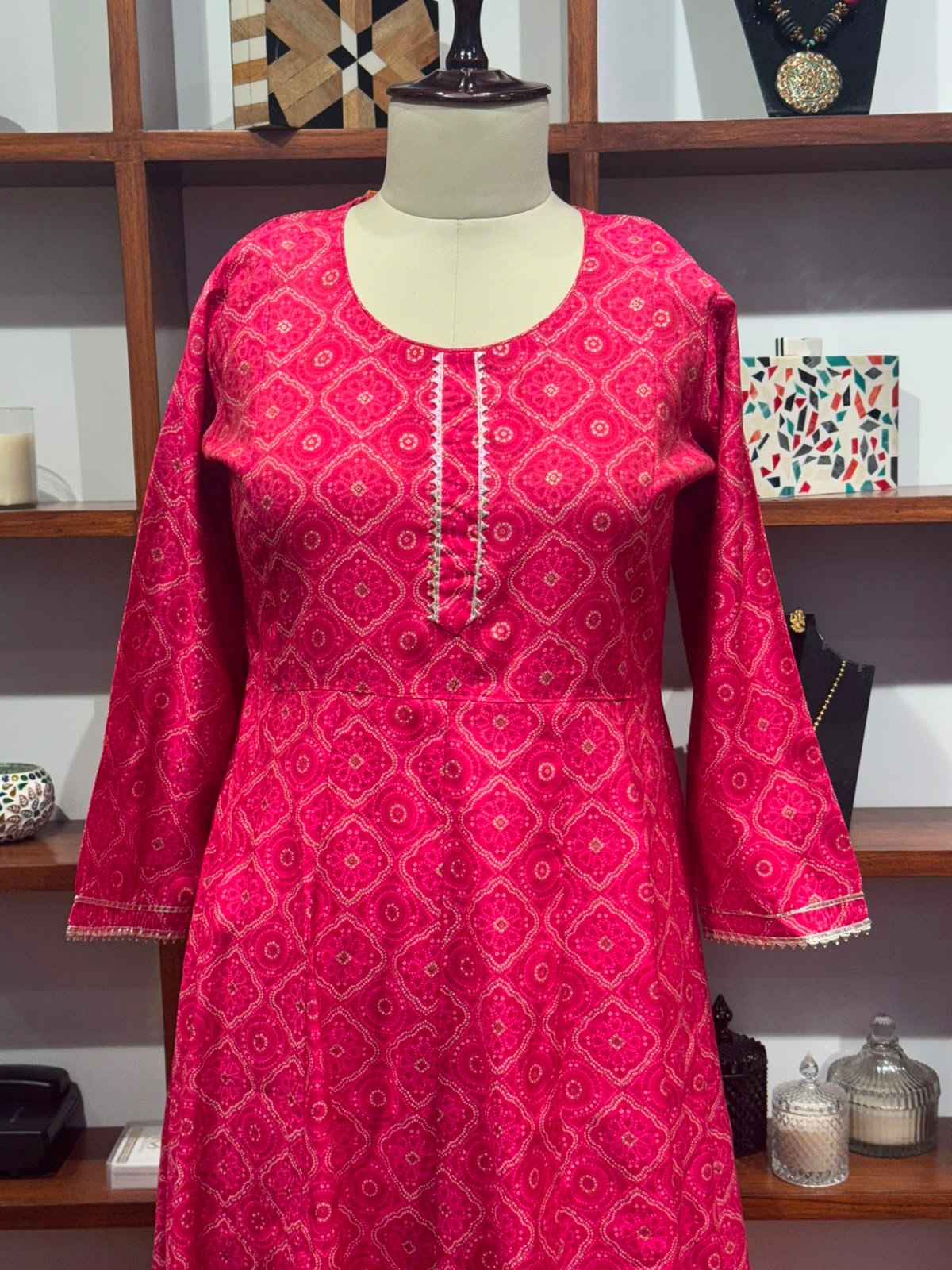 frock style long kurti pink