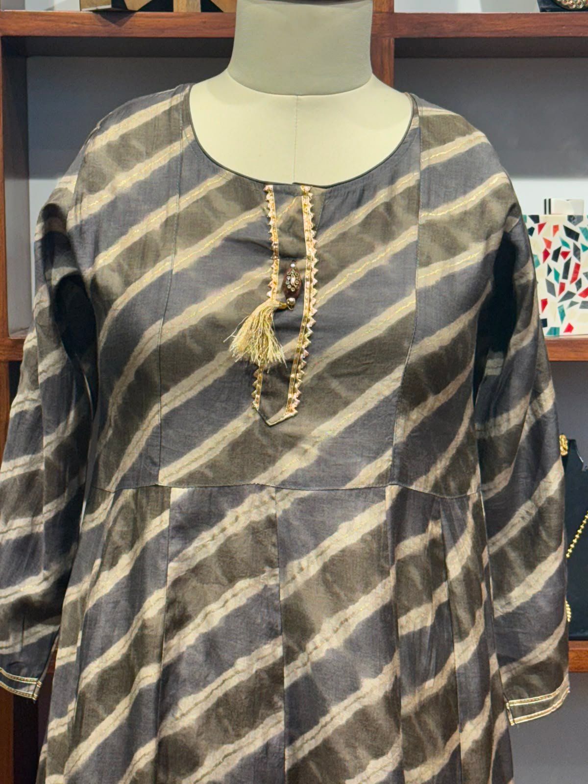 frock style long kurti  grey