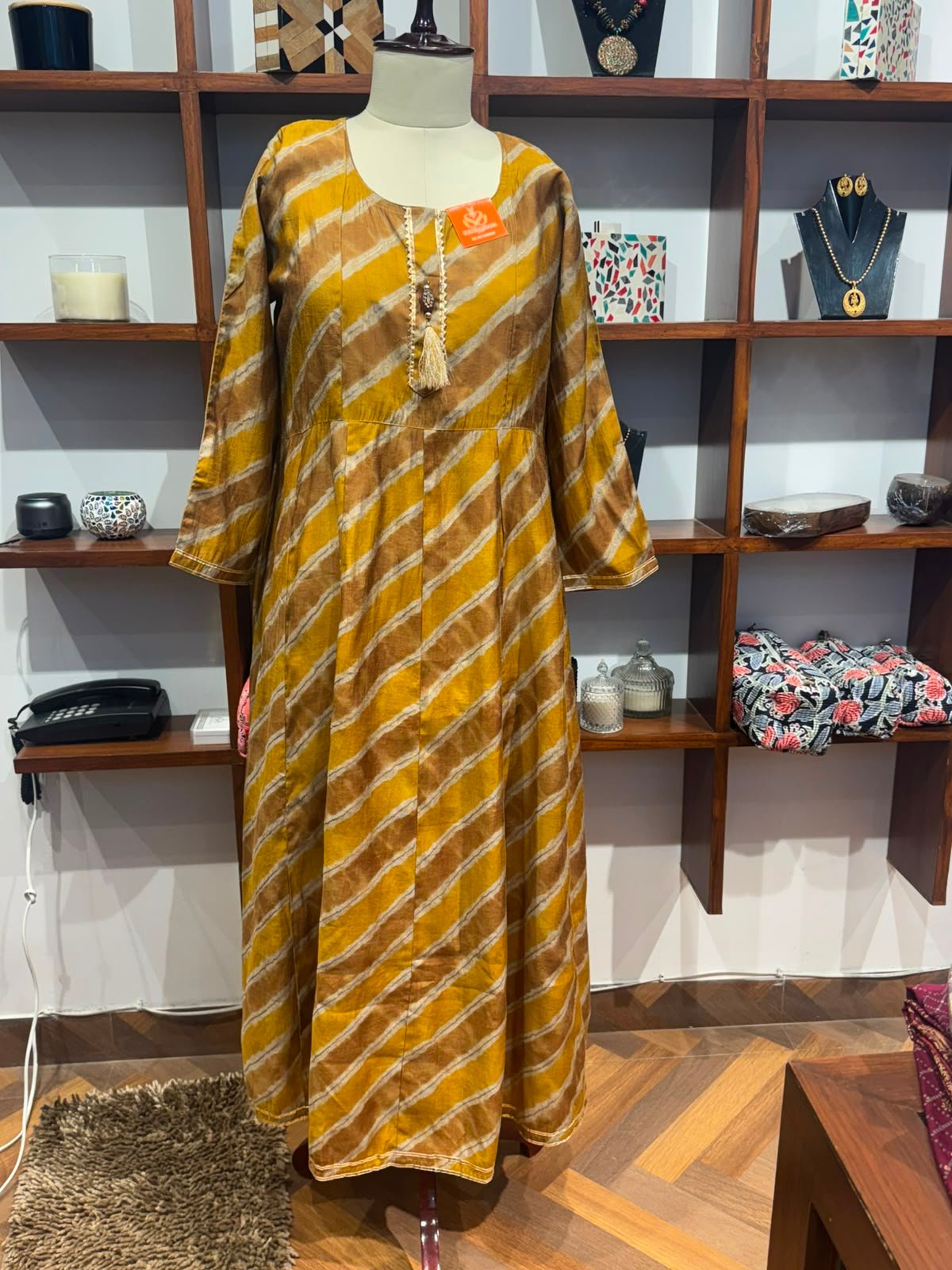 frock style long kurti yellow