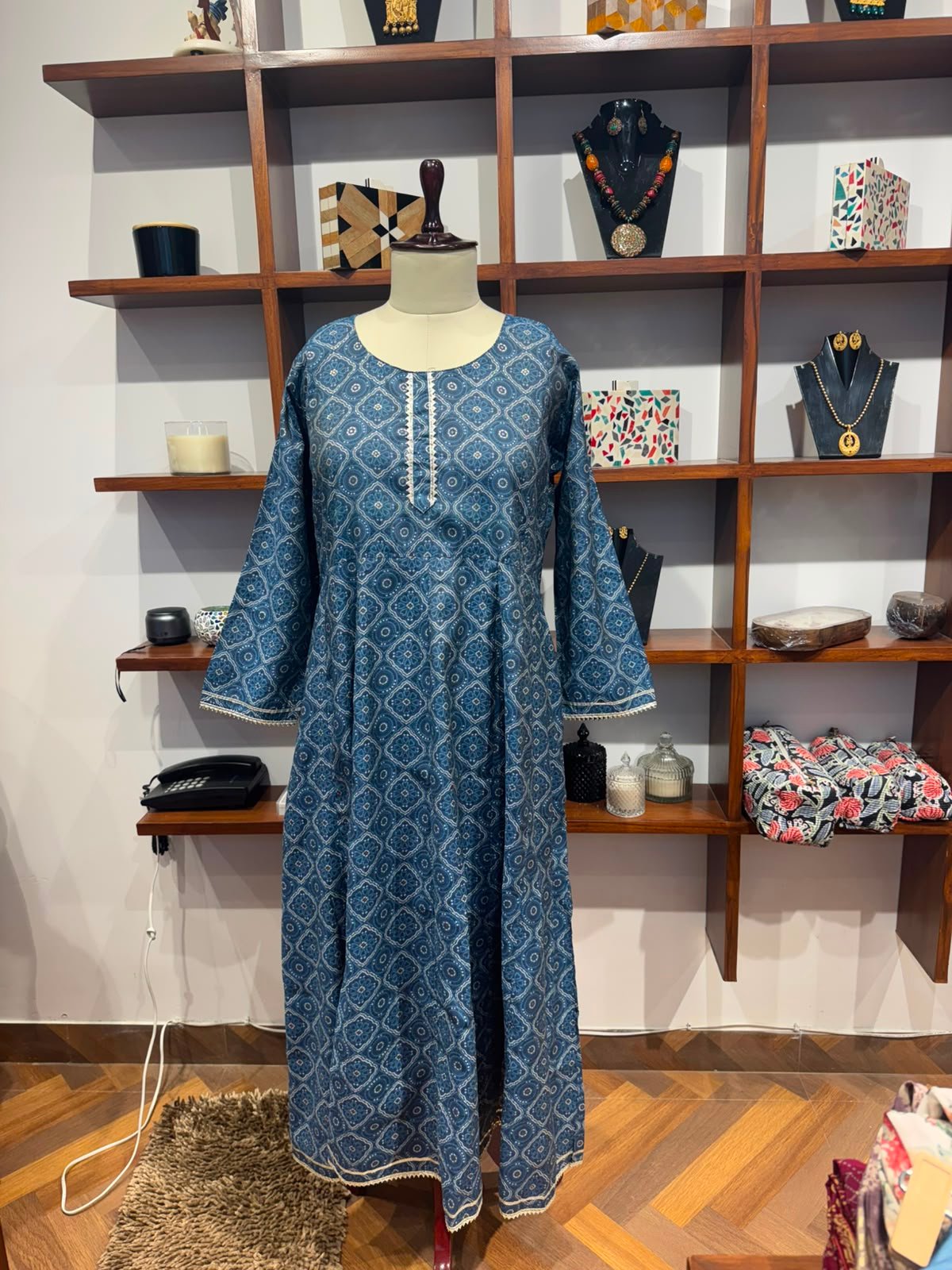 frock stye long kurti blue