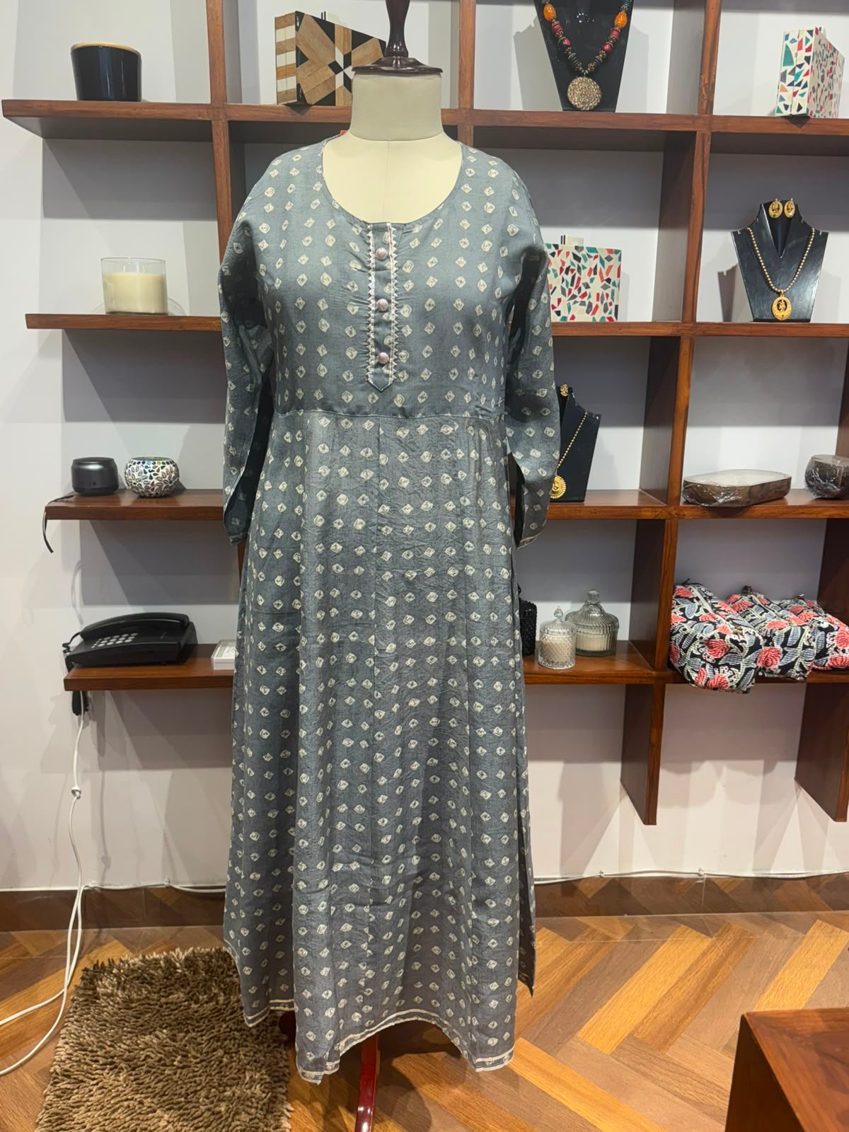 frock style long kurti  grey