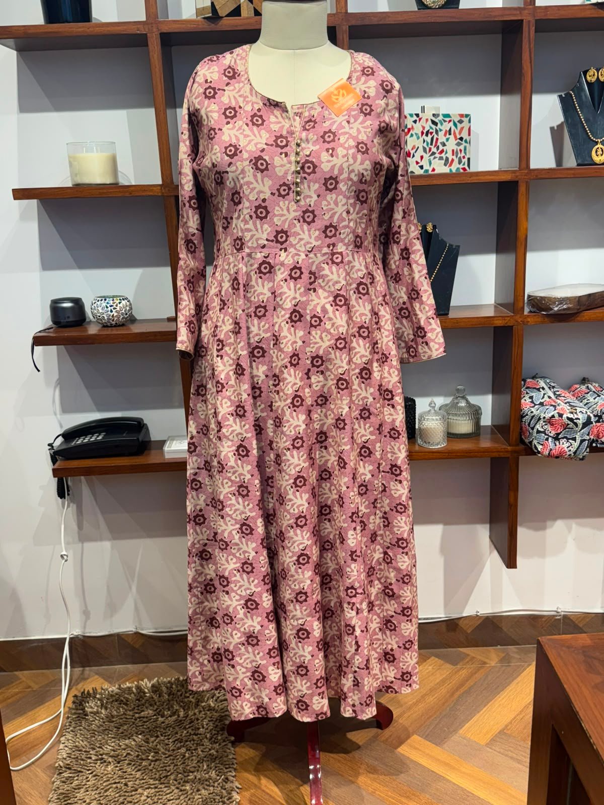 frock style long kurti pink