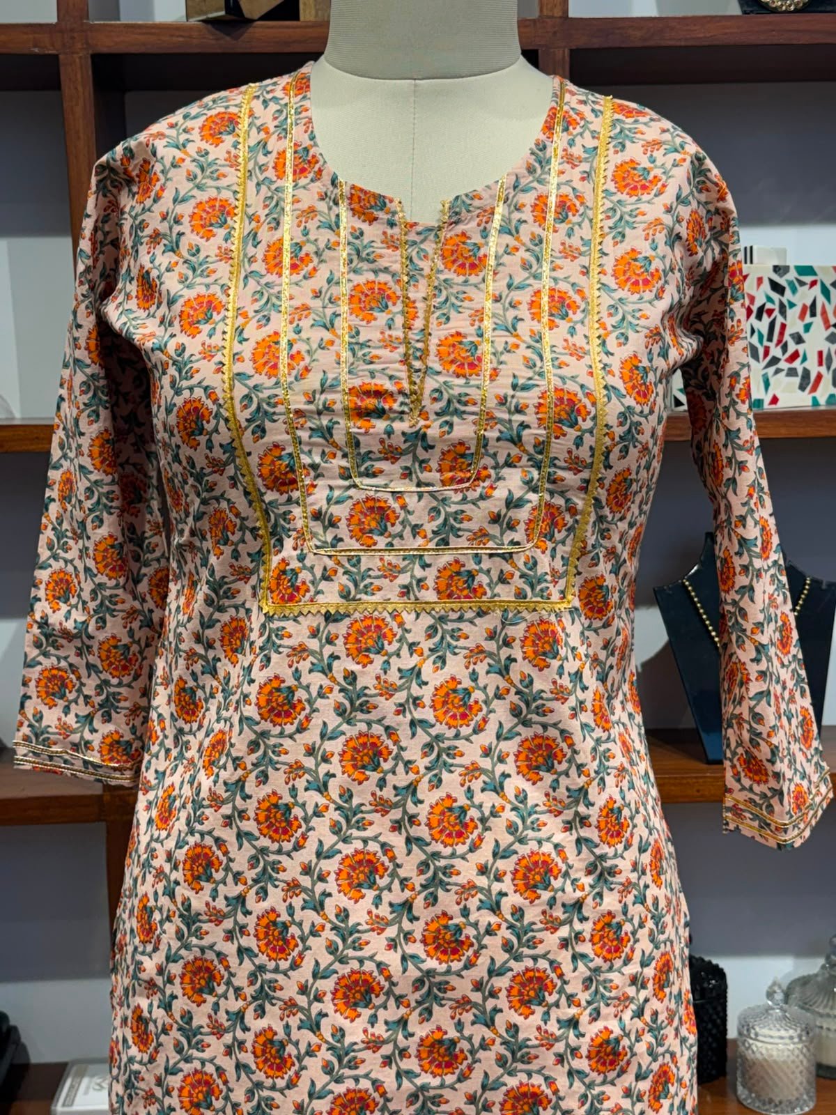 straight kurti fabric cotton  pink
