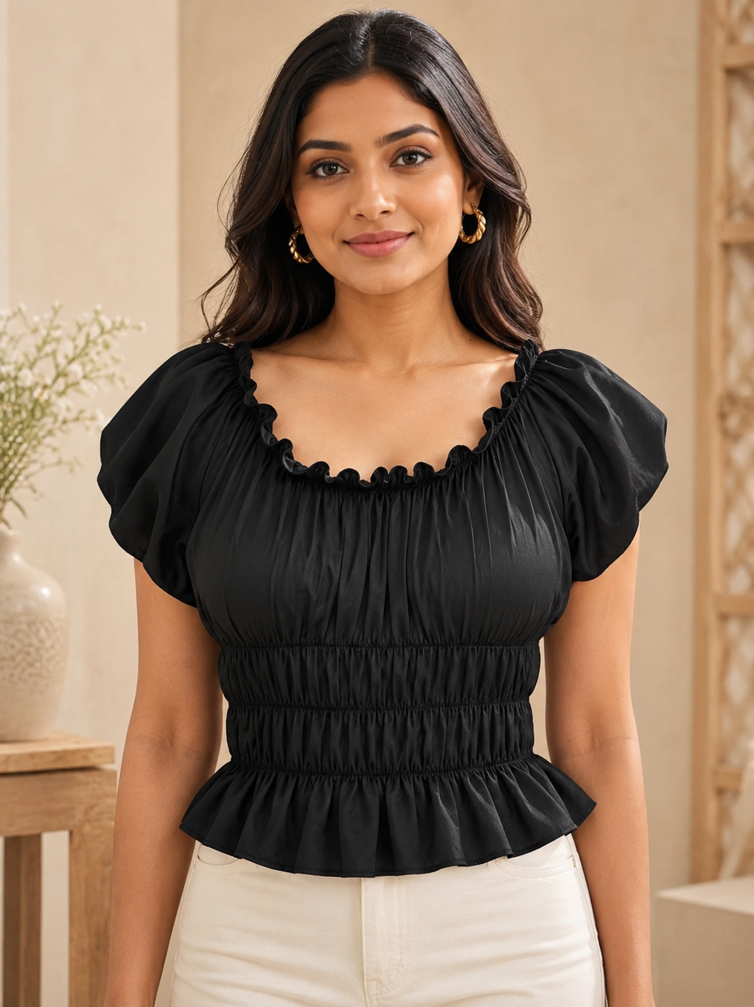 Cotton Lycra crop top black