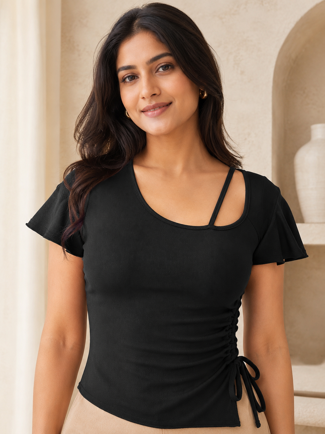 Cotton Lycra crop top black 2