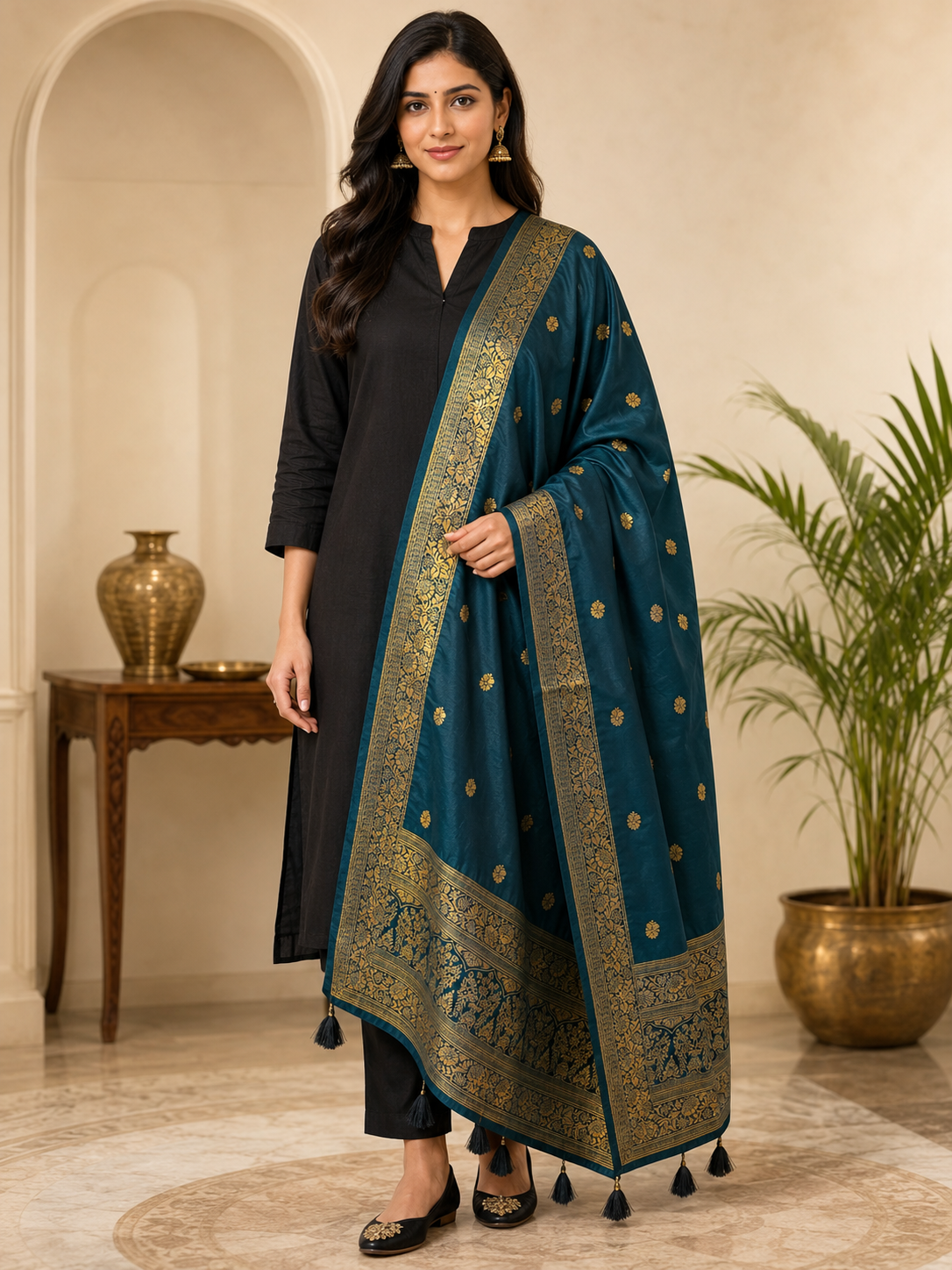 White Based Floral Embroidered Dupatta3