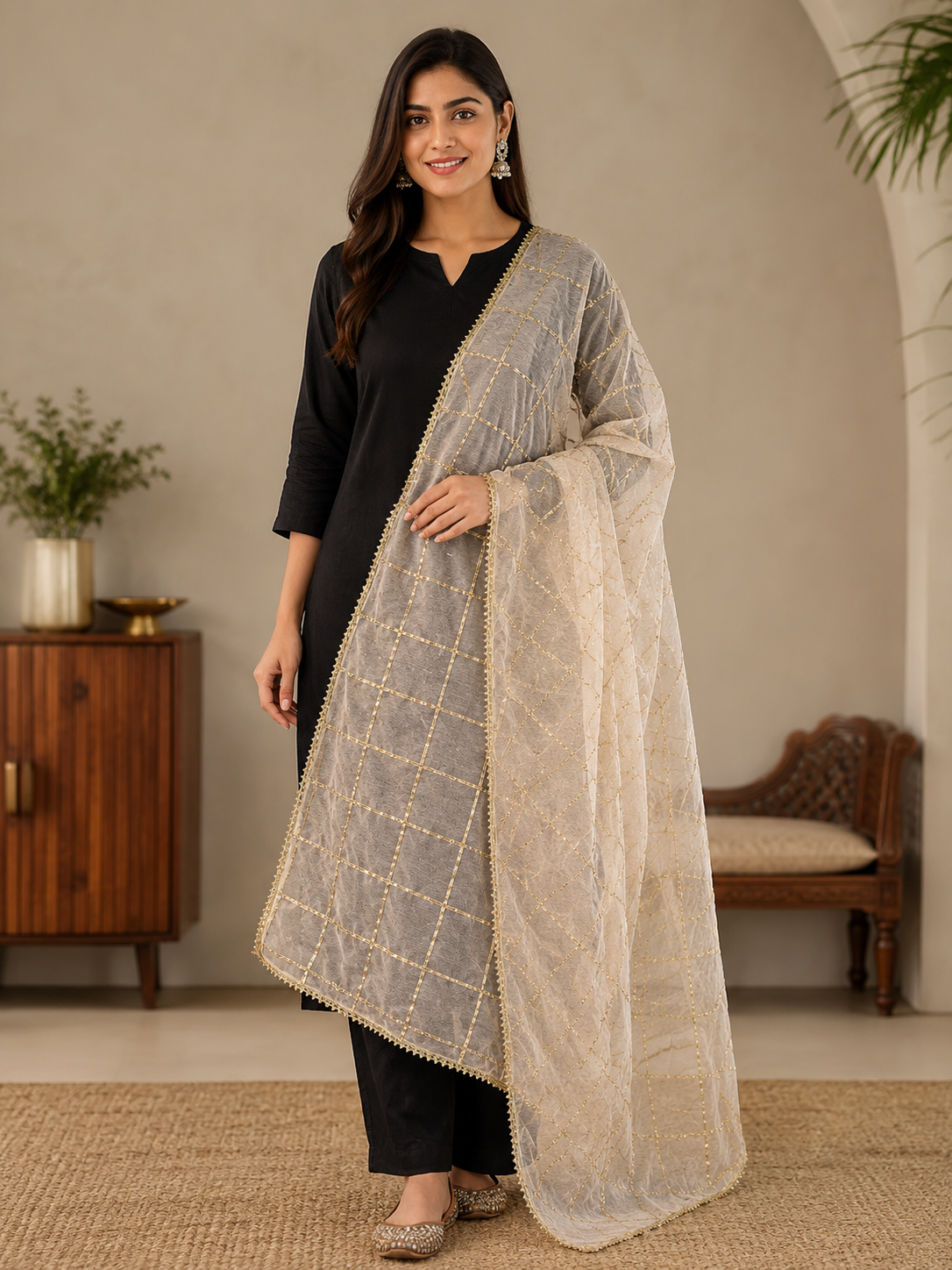 White Based Floral Embroidered Dupatta4