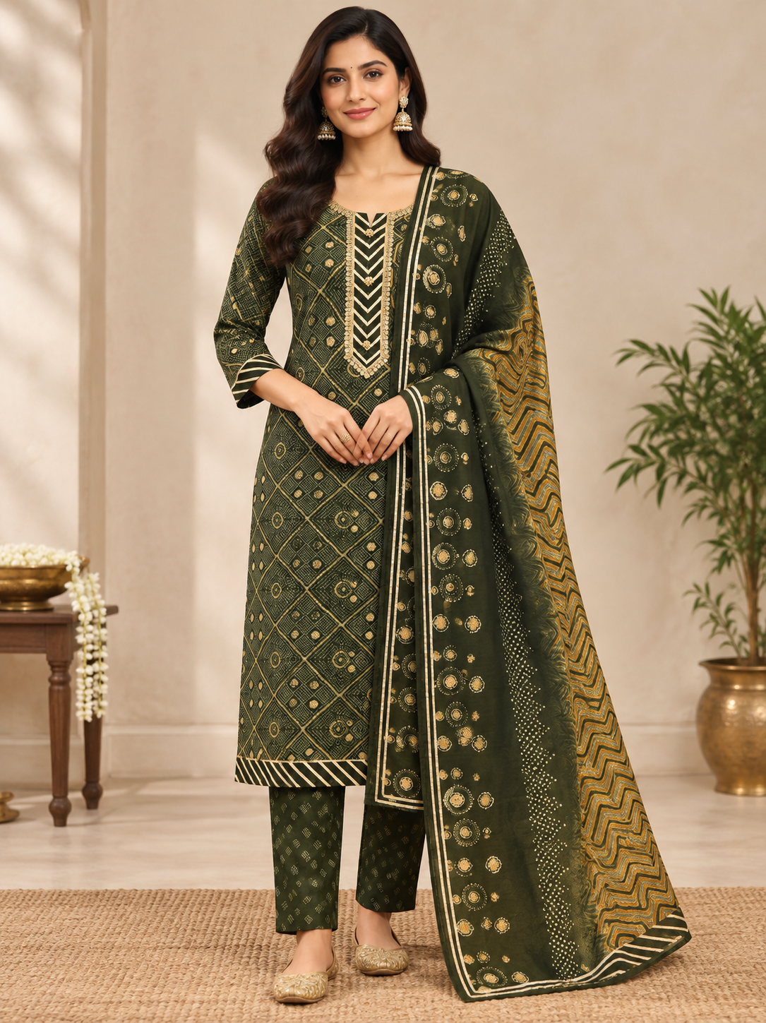 Dark Green  Silk Suit