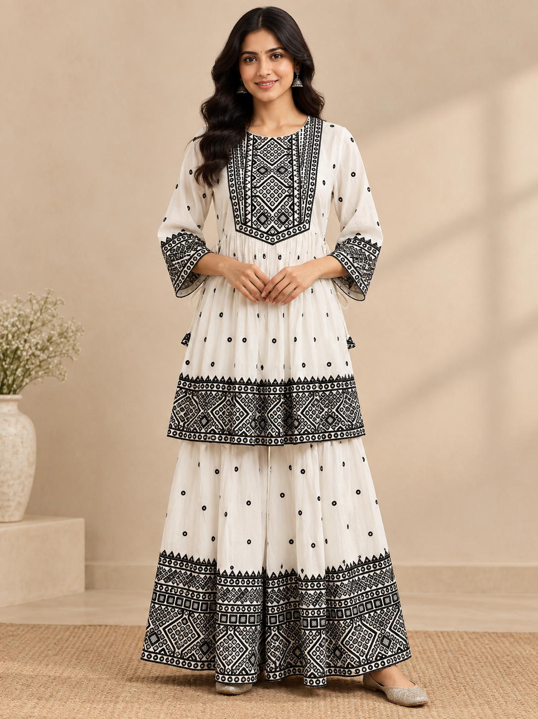 Latest Ethnic Black And White Sharara