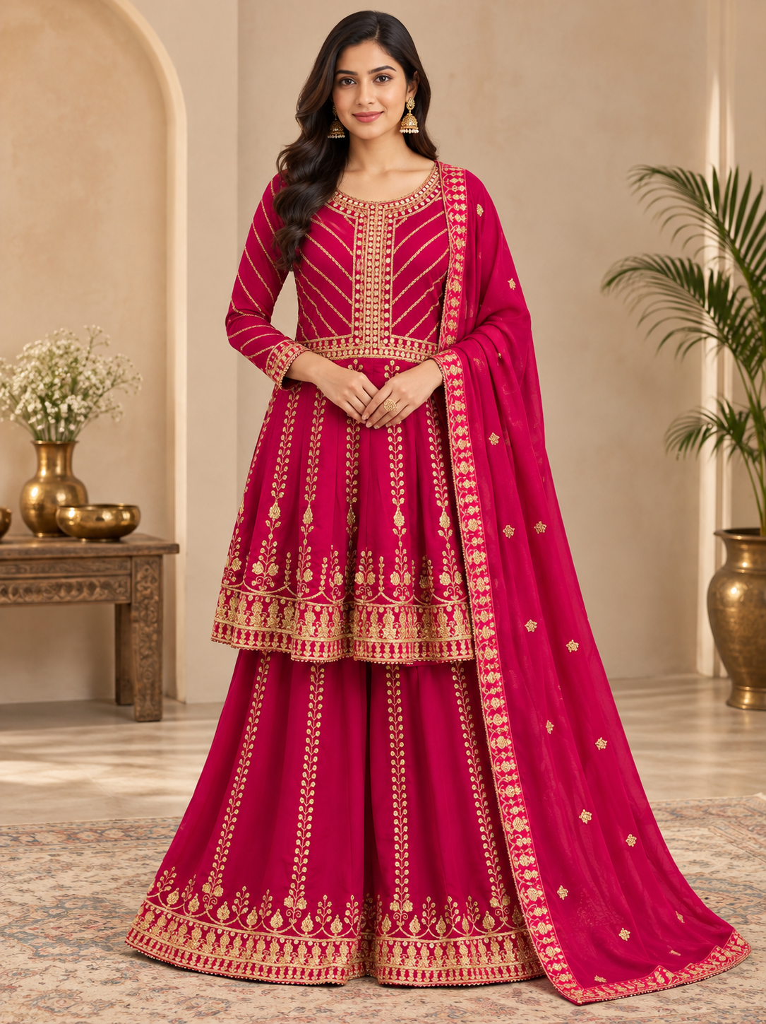 Festive Latest Ethnic Pink Sharara