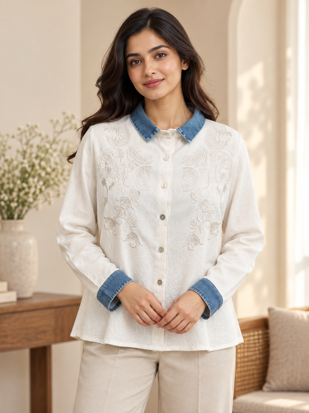 cotton denim caller shirt