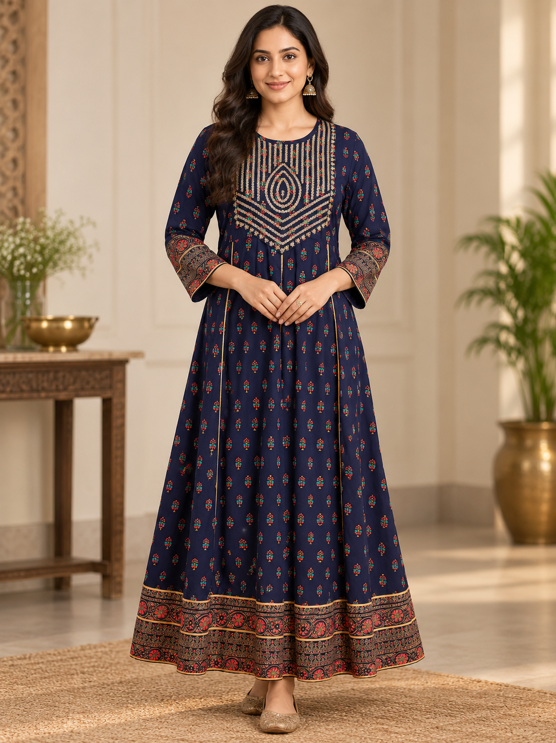 Premium Blue Colored Frock Style Kurta