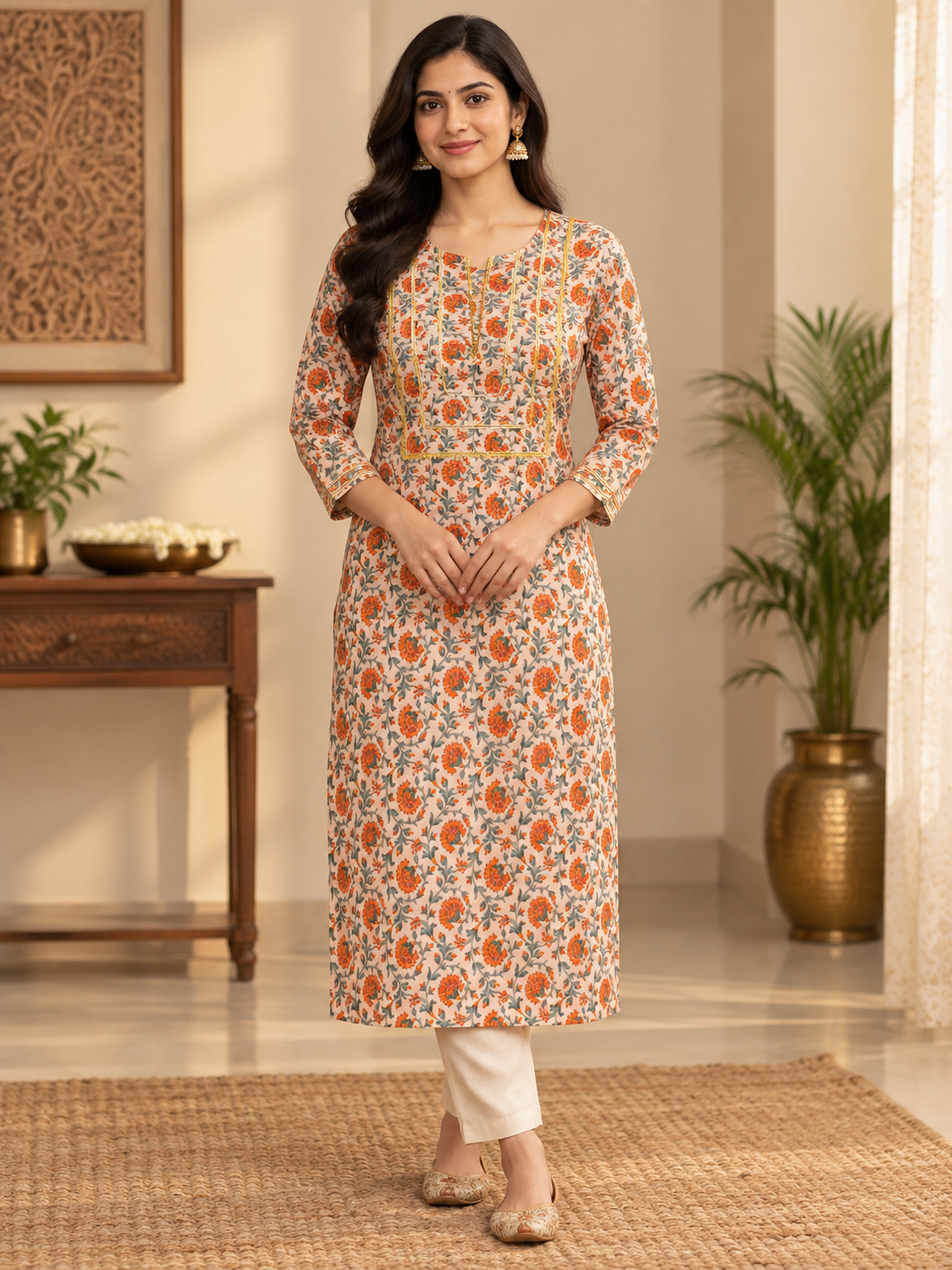 straight kurti fabric cotton  pink