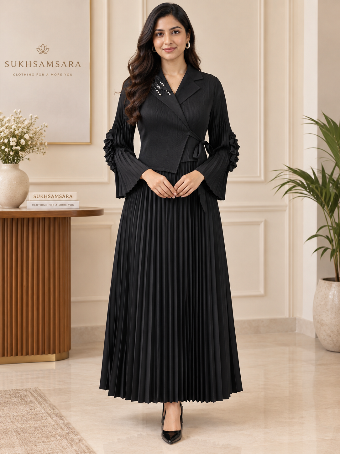 moss crepe  dress black